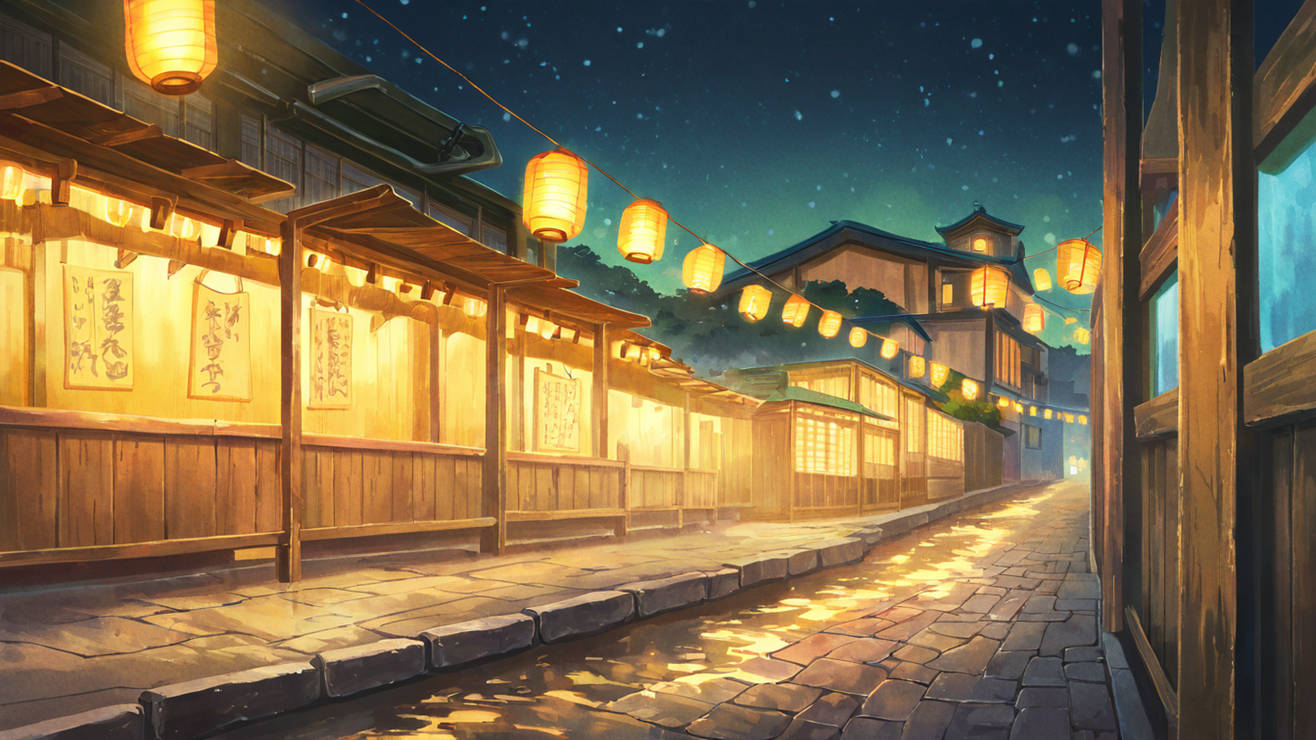 lantern festival night lofi wallpaper