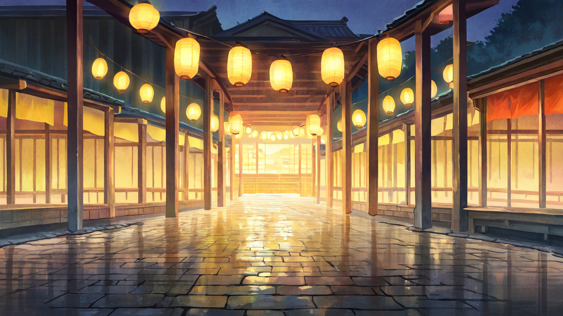 lantern festival night lofi wallpaper