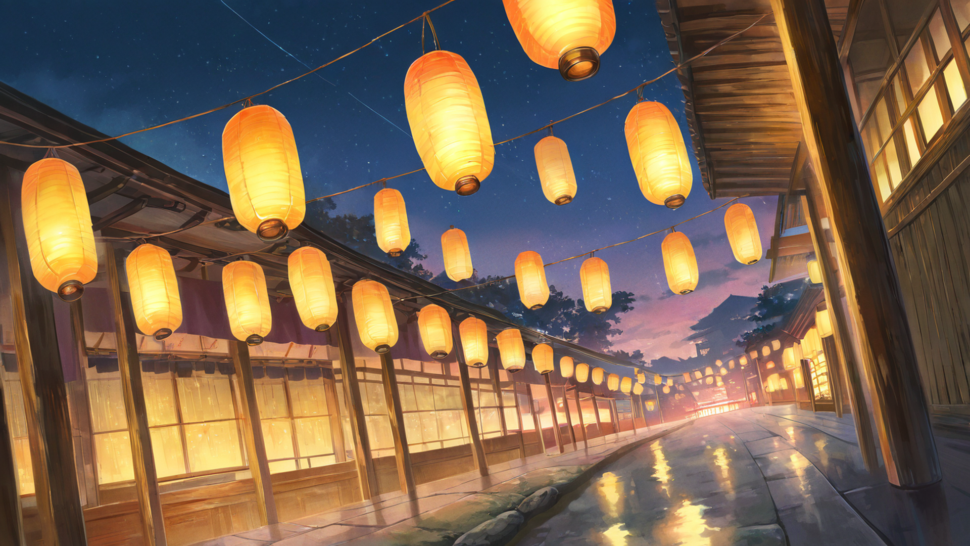 lantern festival night lofi wallpaper
