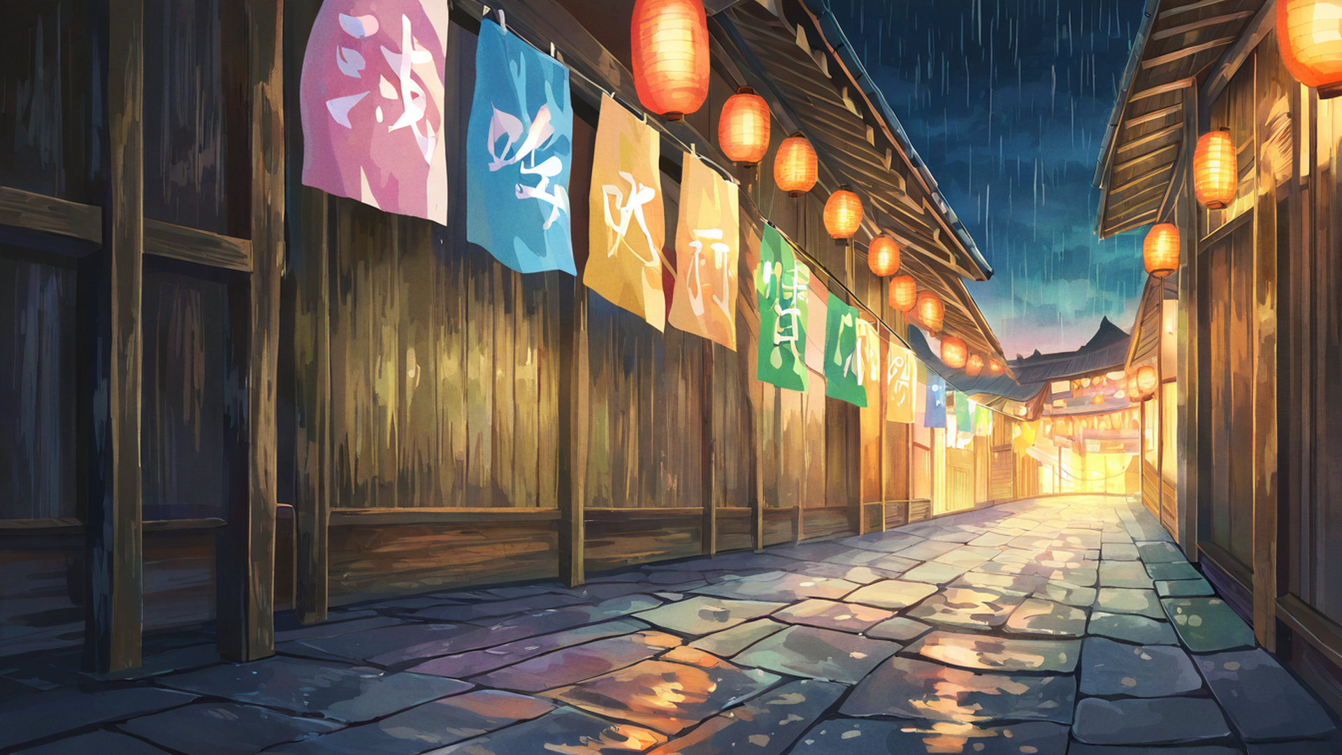 lantern festival night lofi wallpaper