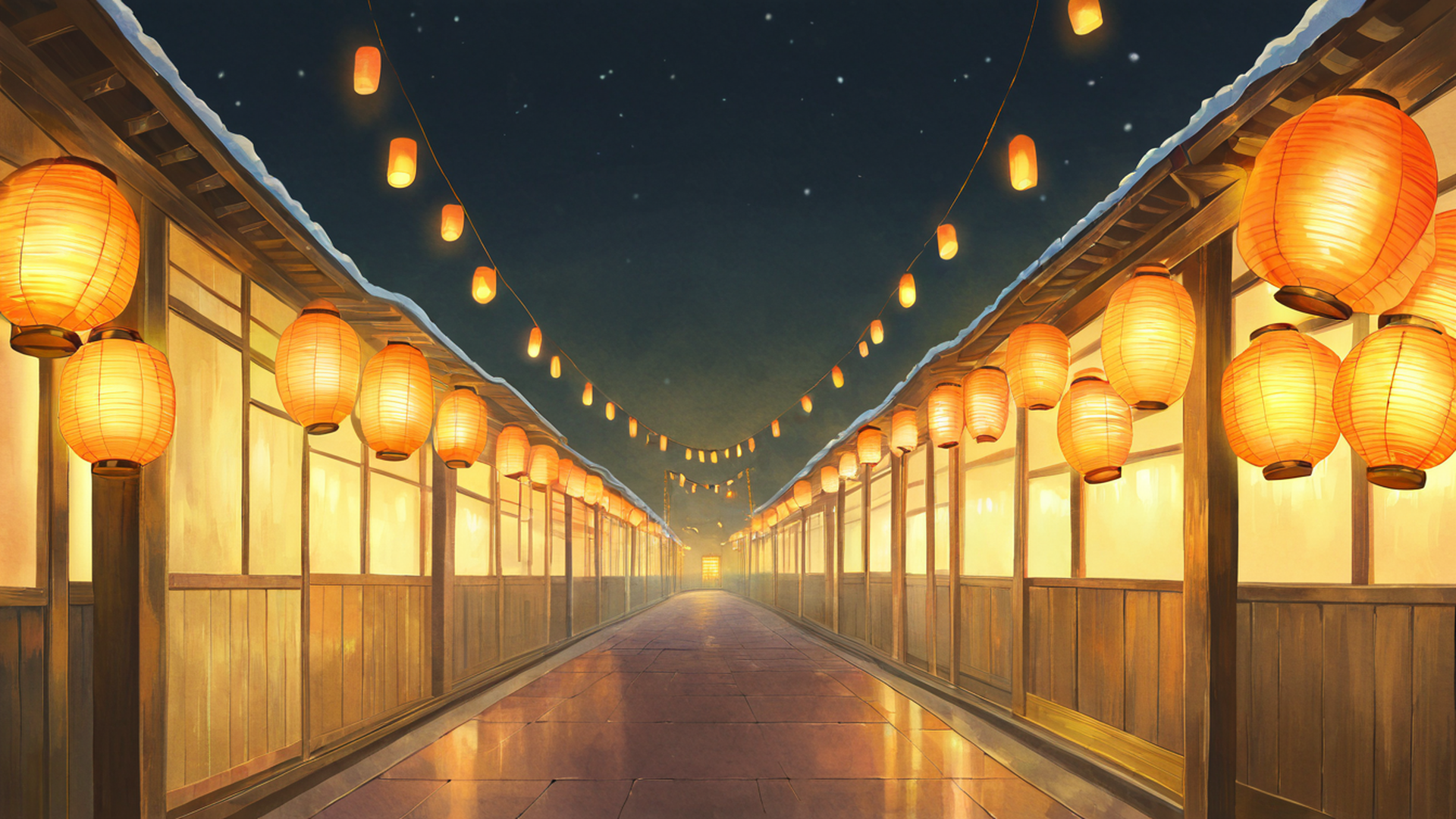 lantern festival night lofi wallpaper