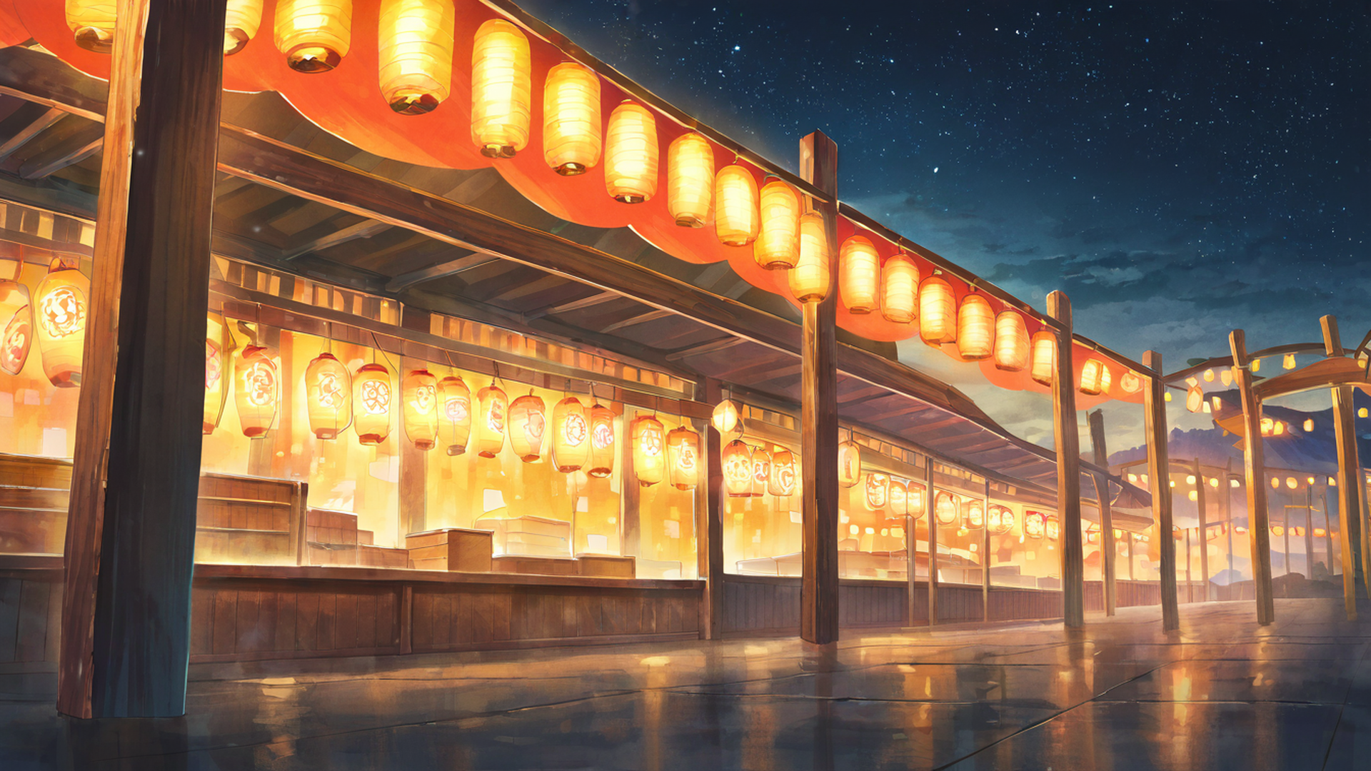 lantern festival night lofi wallpaper