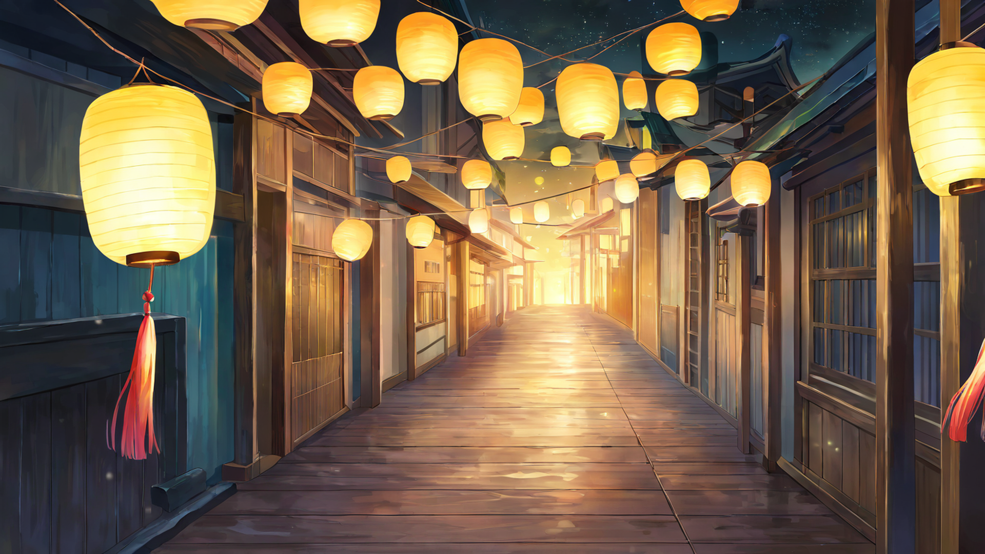 lantern festival night lofi wallpaper