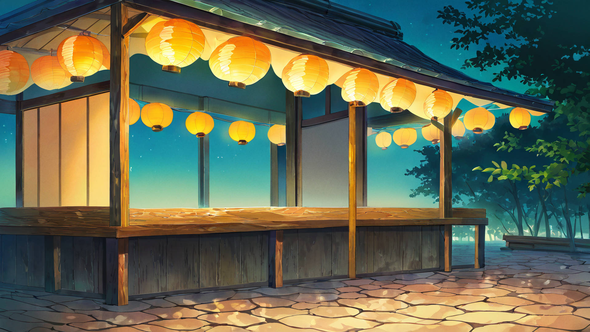 lantern festival night lofi wallpaper