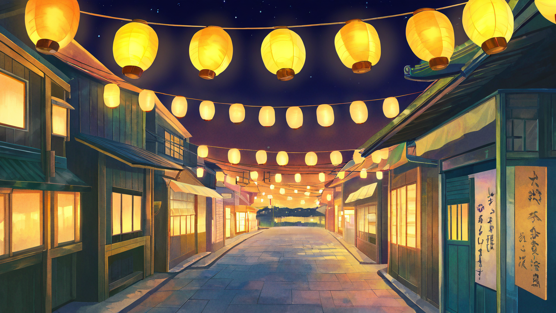 lantern festival night lofi wallpaper