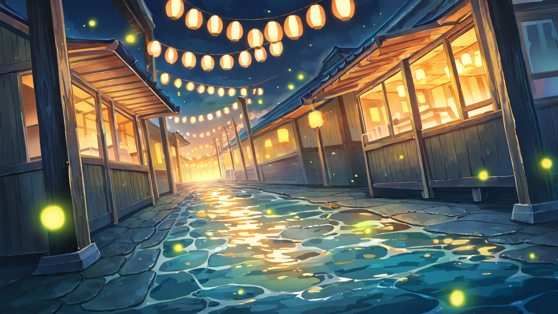 lantern festival night lofi wallpaper
