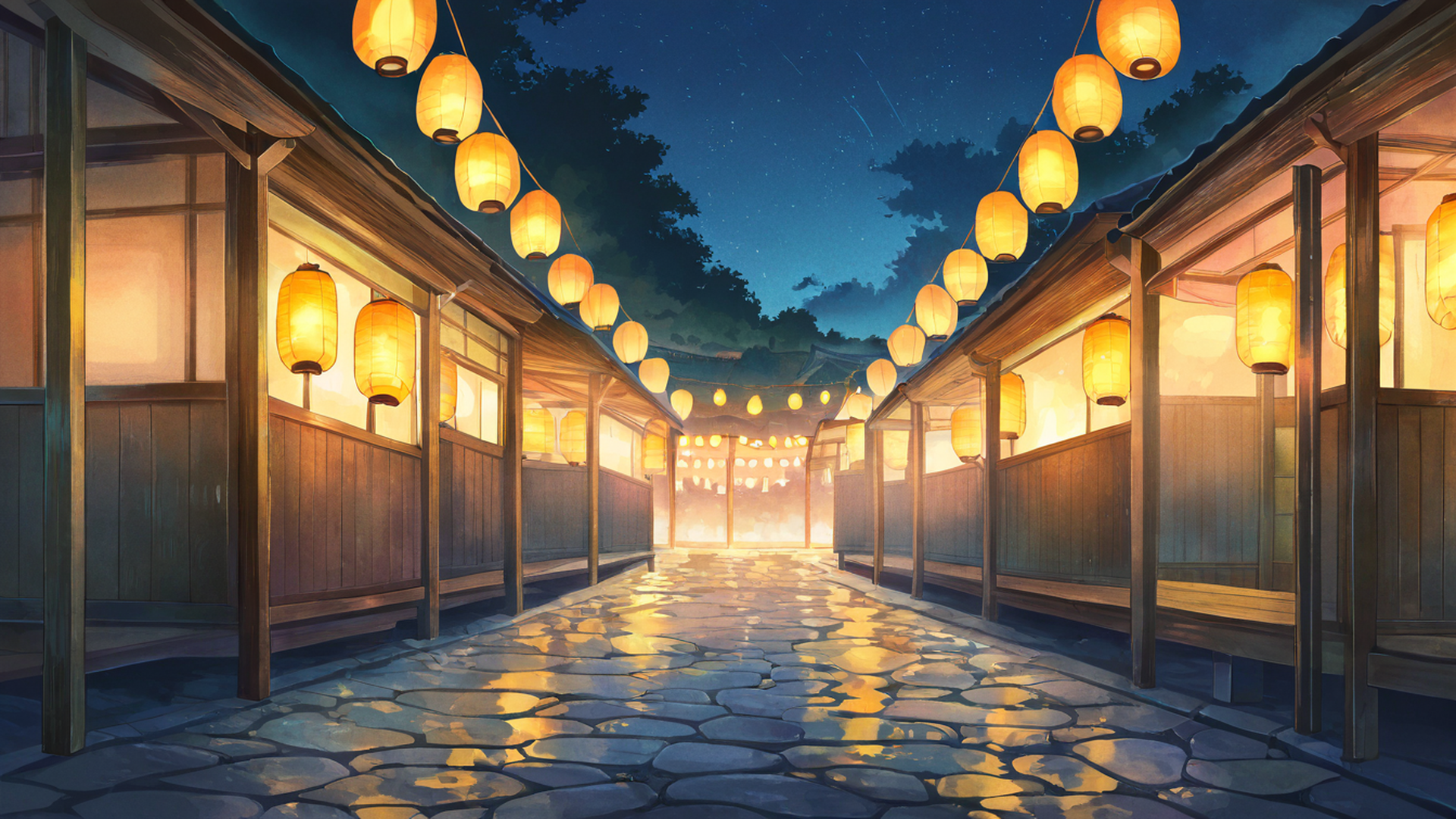 lantern festival night lofi wallpaper
