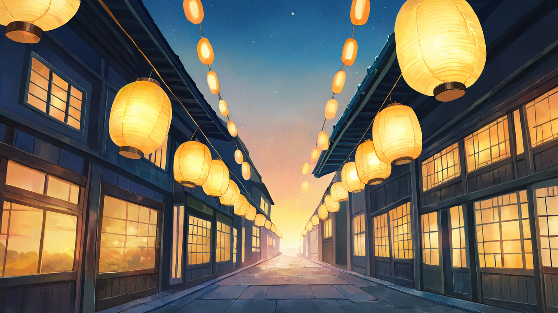 lantern festival night lofi wallpaper