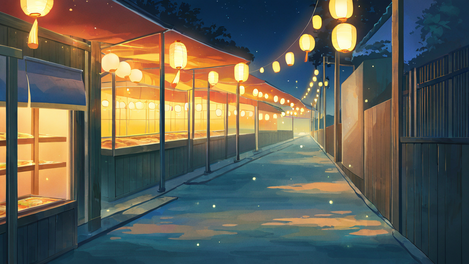 lantern festival night lofi wallpaper