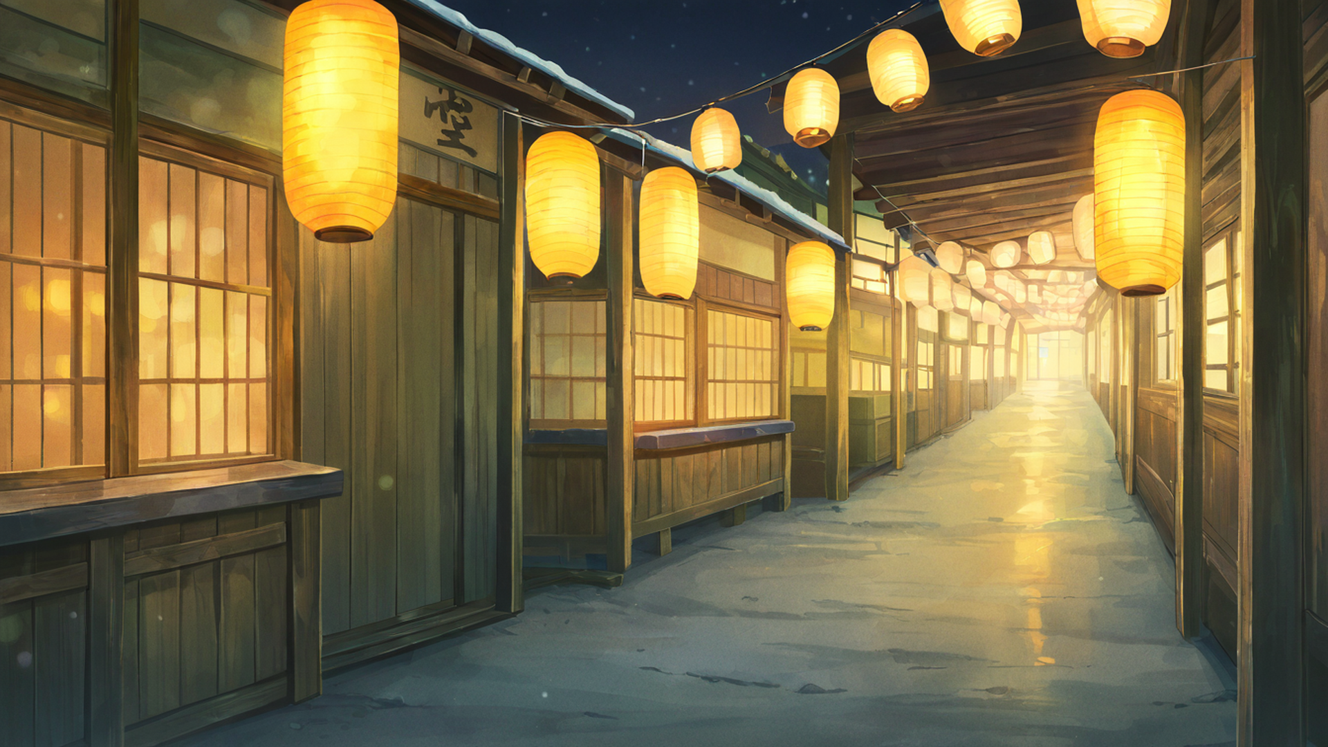 lantern festival night lofi wallpaper