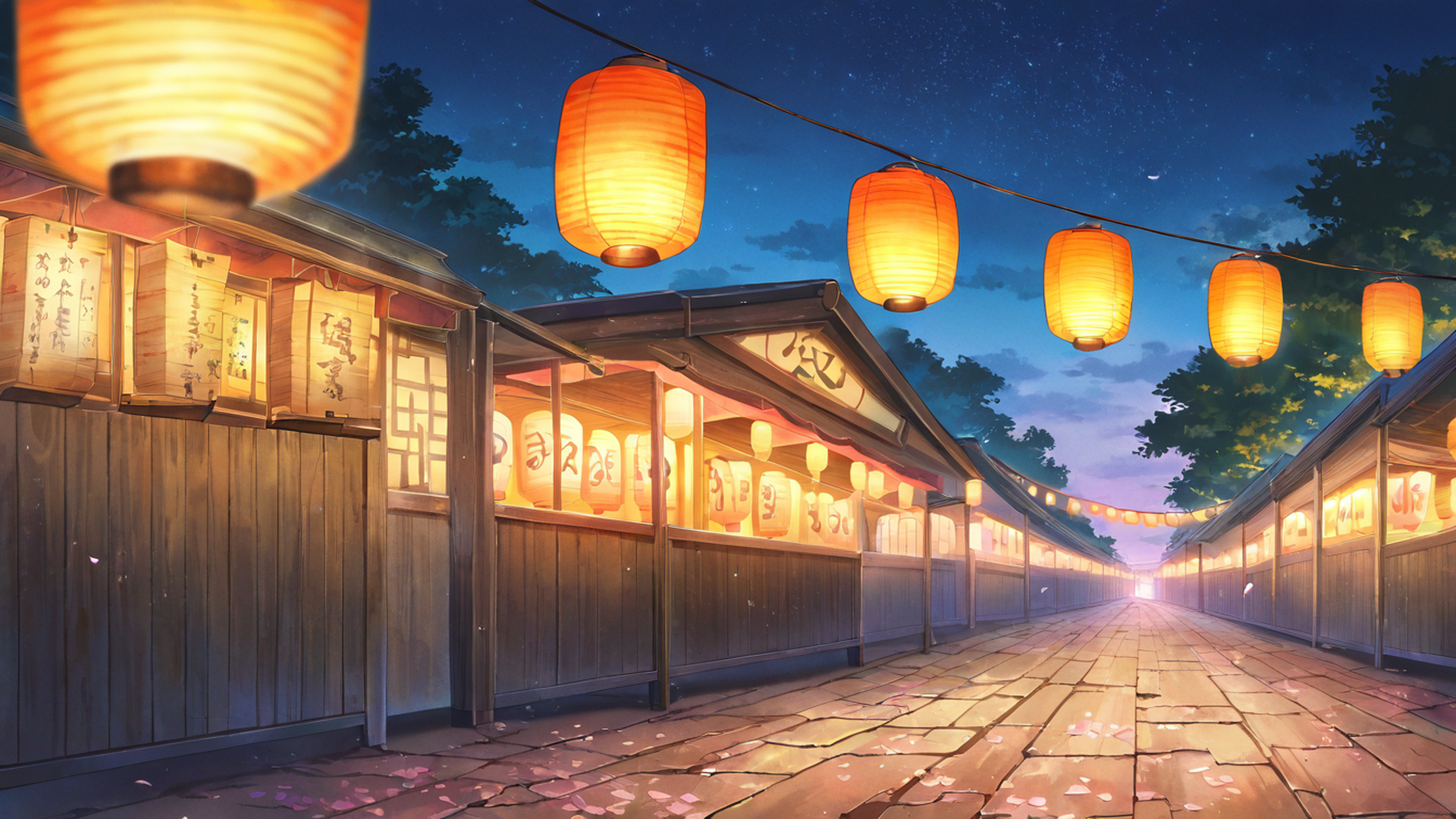 lantern festival night lofi wallpaper