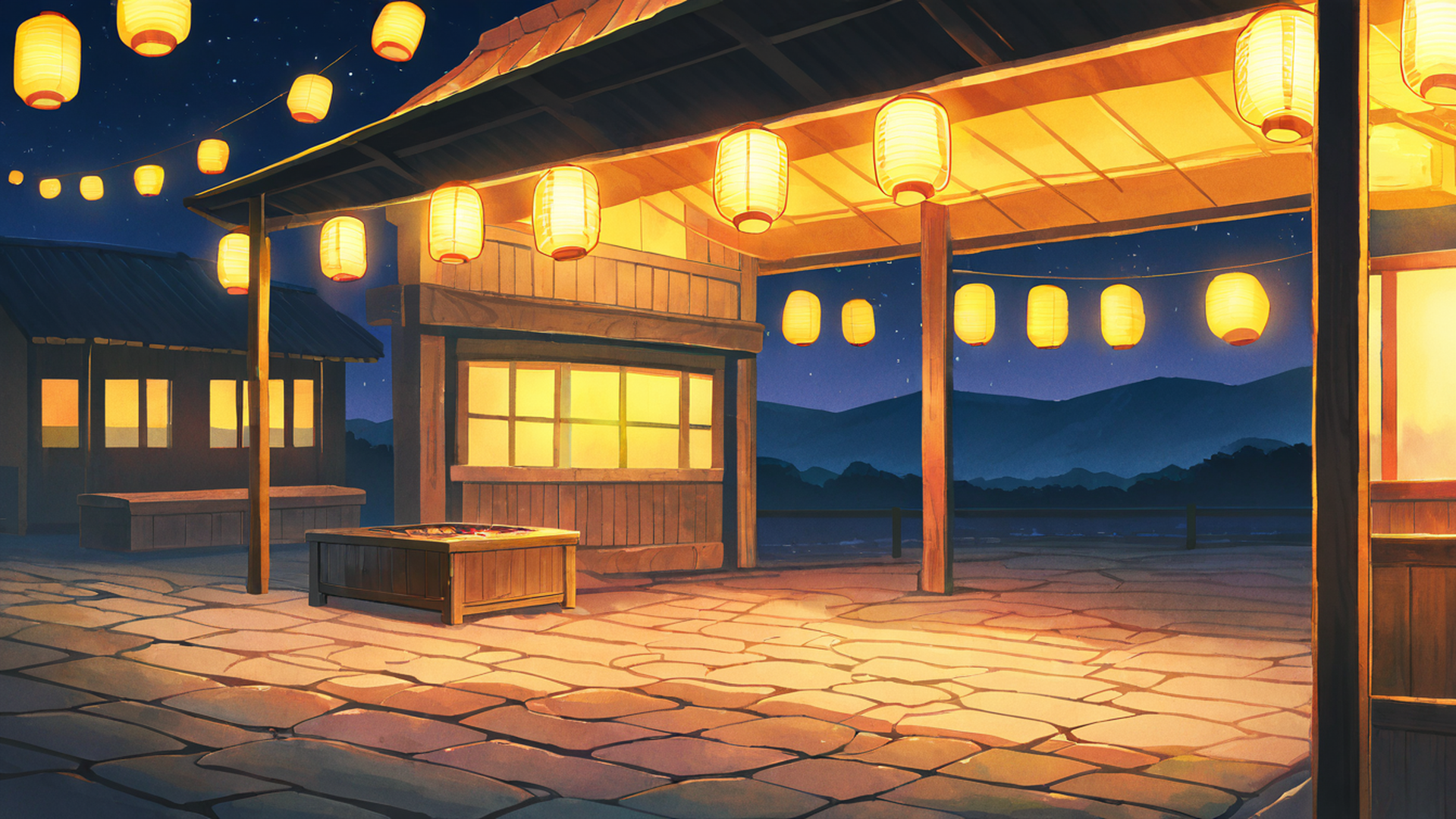 lantern festival night lofi wallpaper