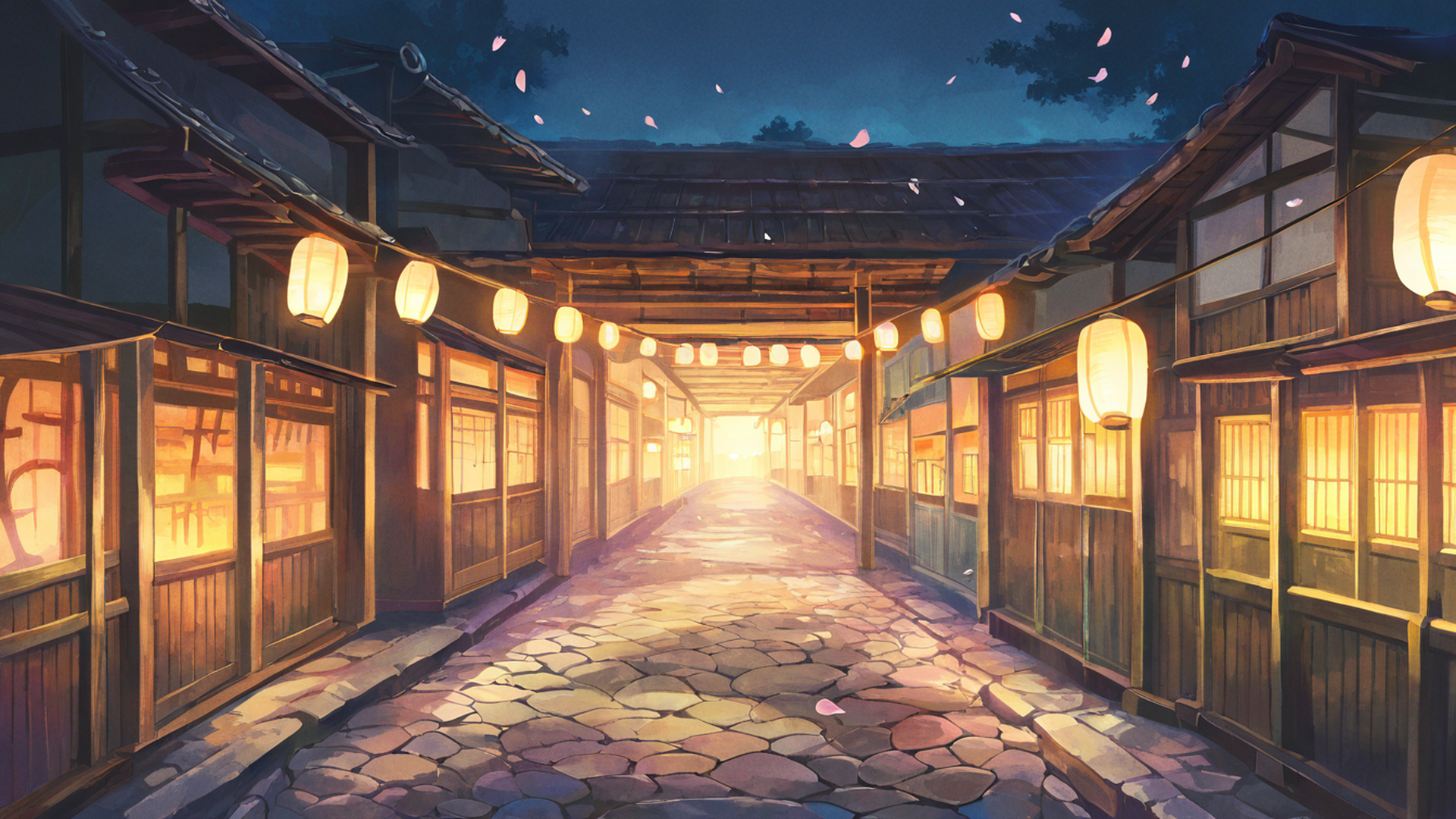 lantern festival night lofi wallpaper