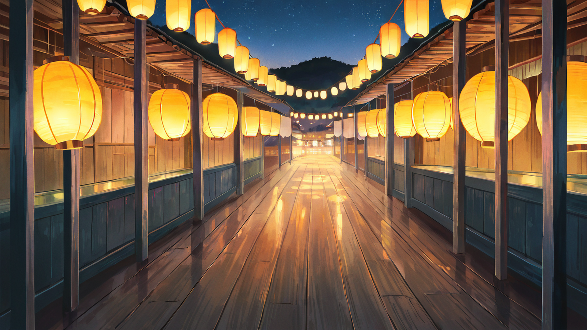 lantern festival night lofi wallpaper