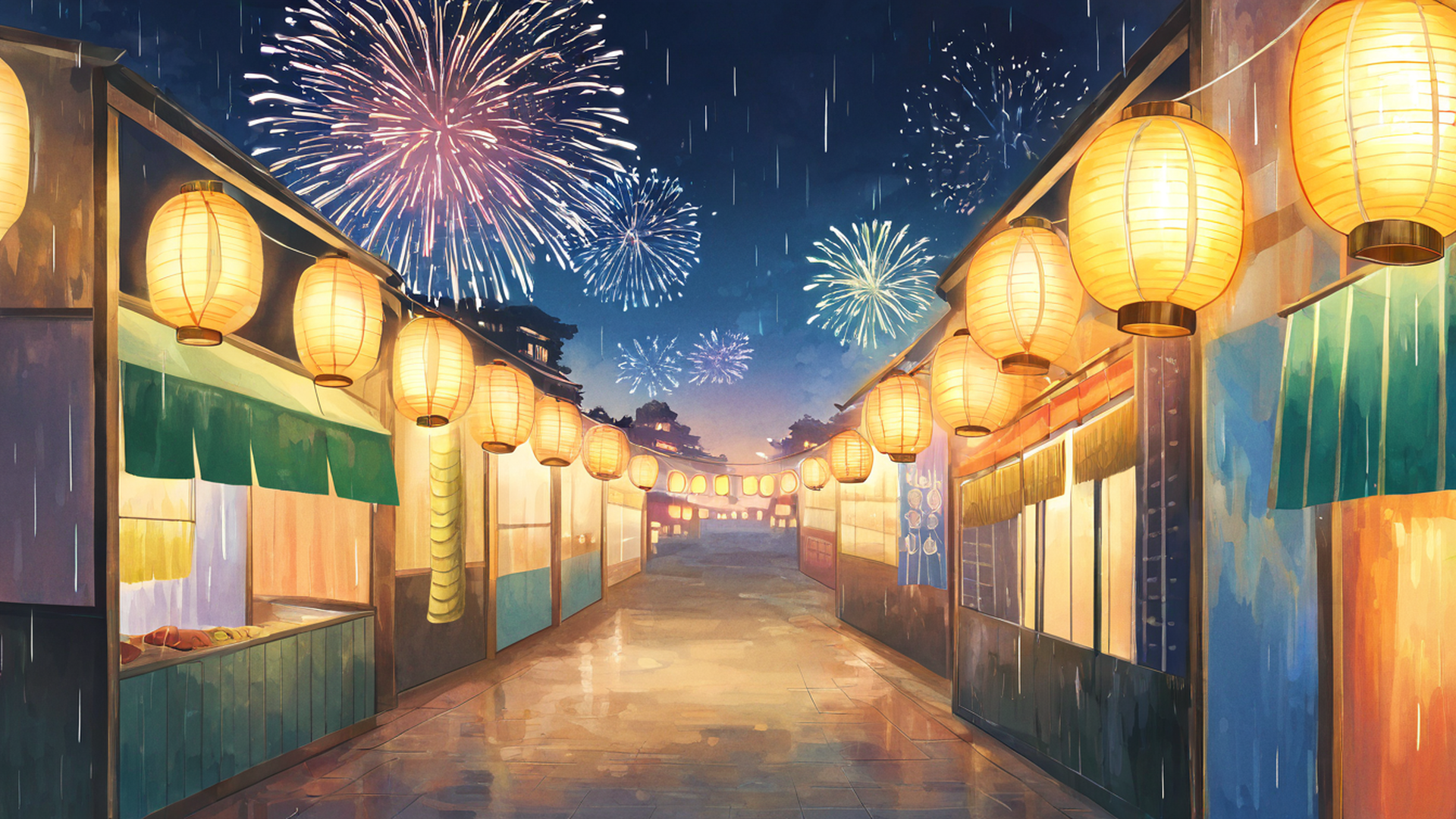lantern festival night lofi wallpaper