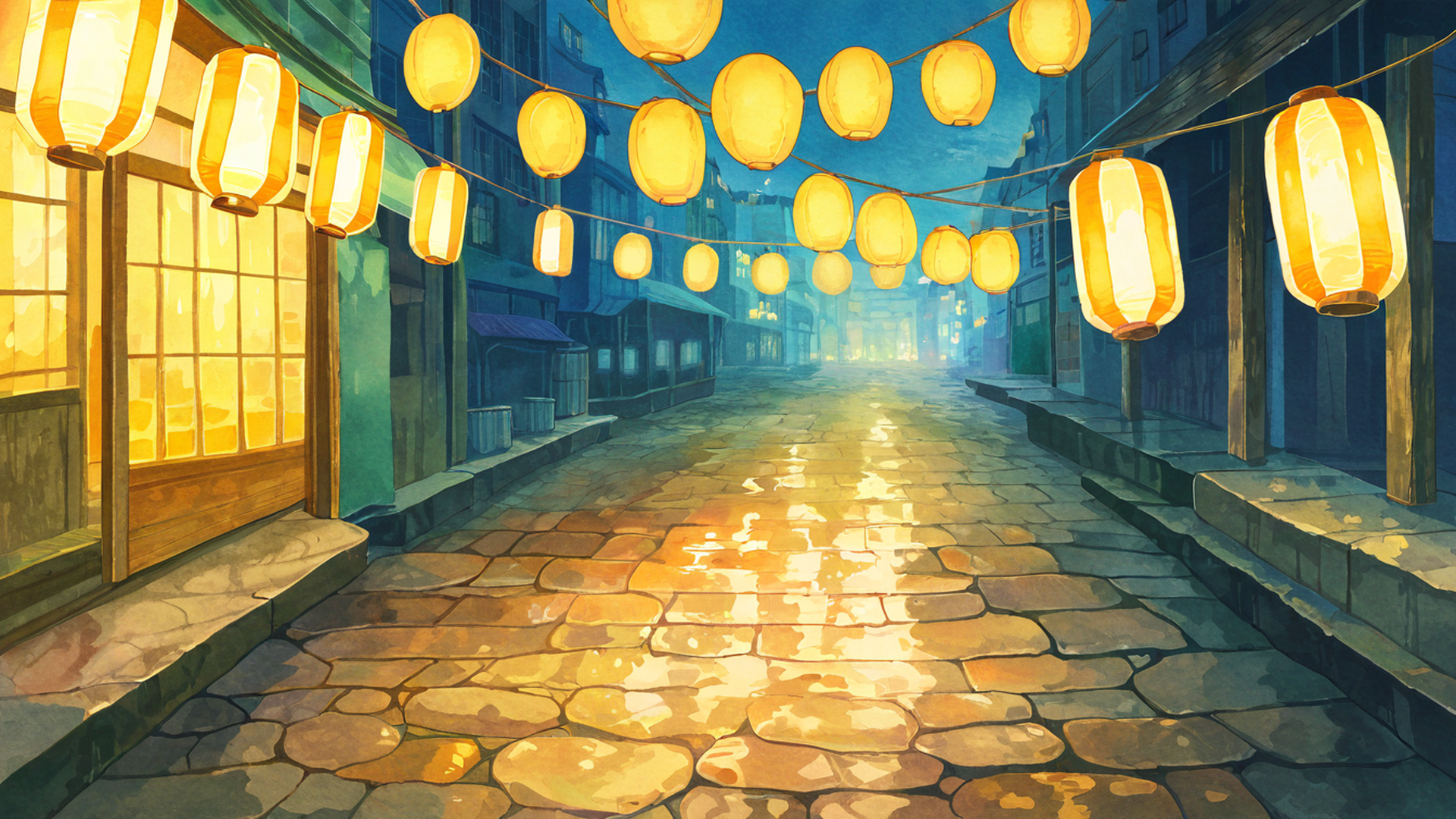 lantern festival night lofi wallpaper