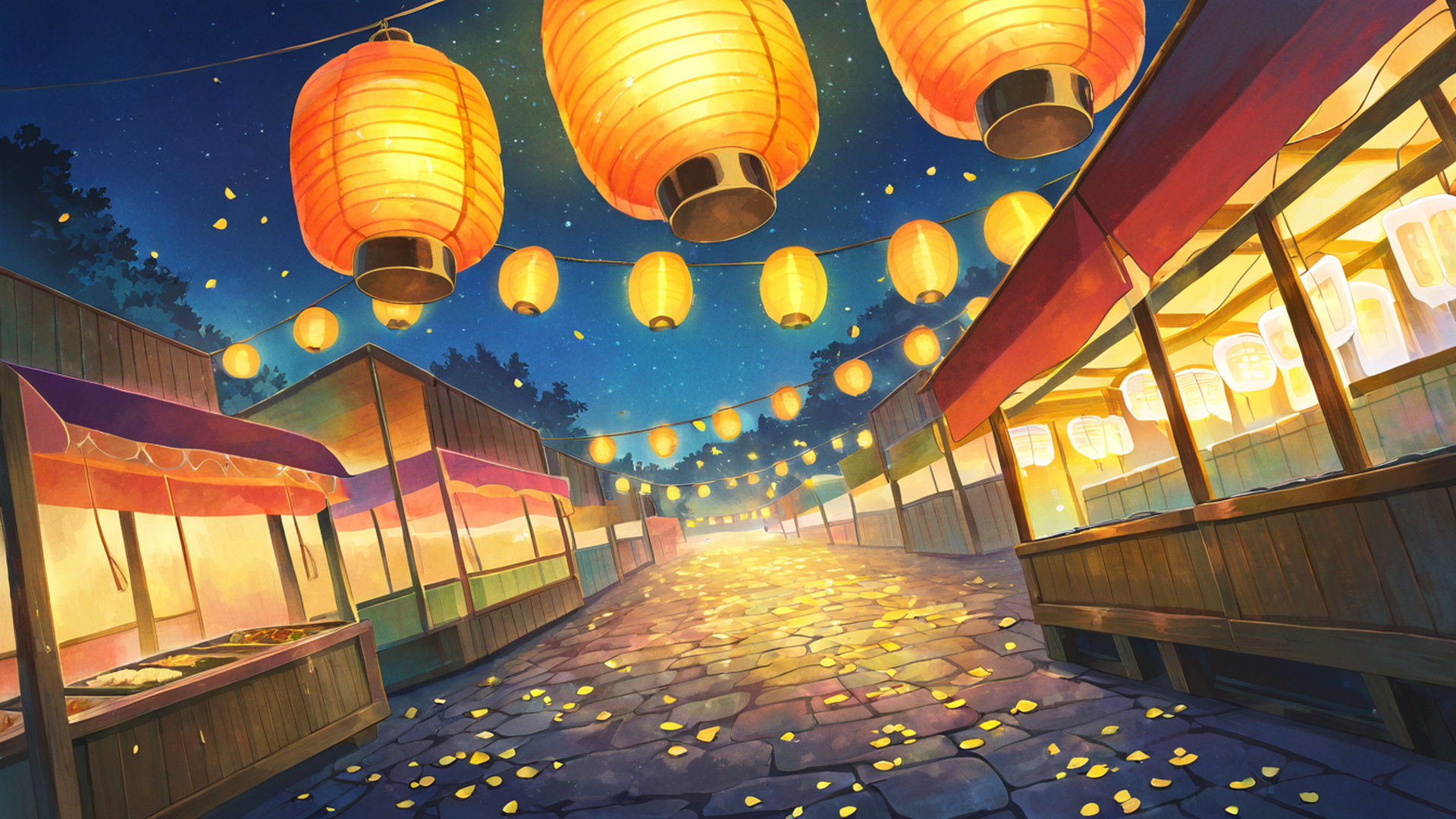 lantern festival night lofi wallpaper
