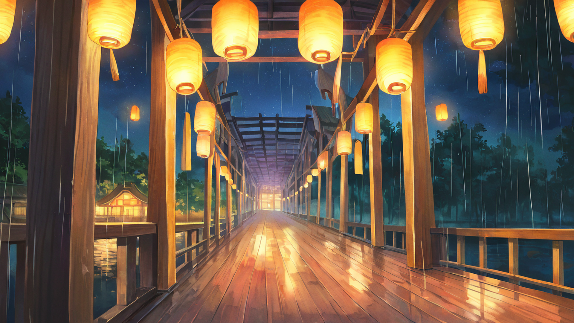 lantern festival night lofi wallpaper