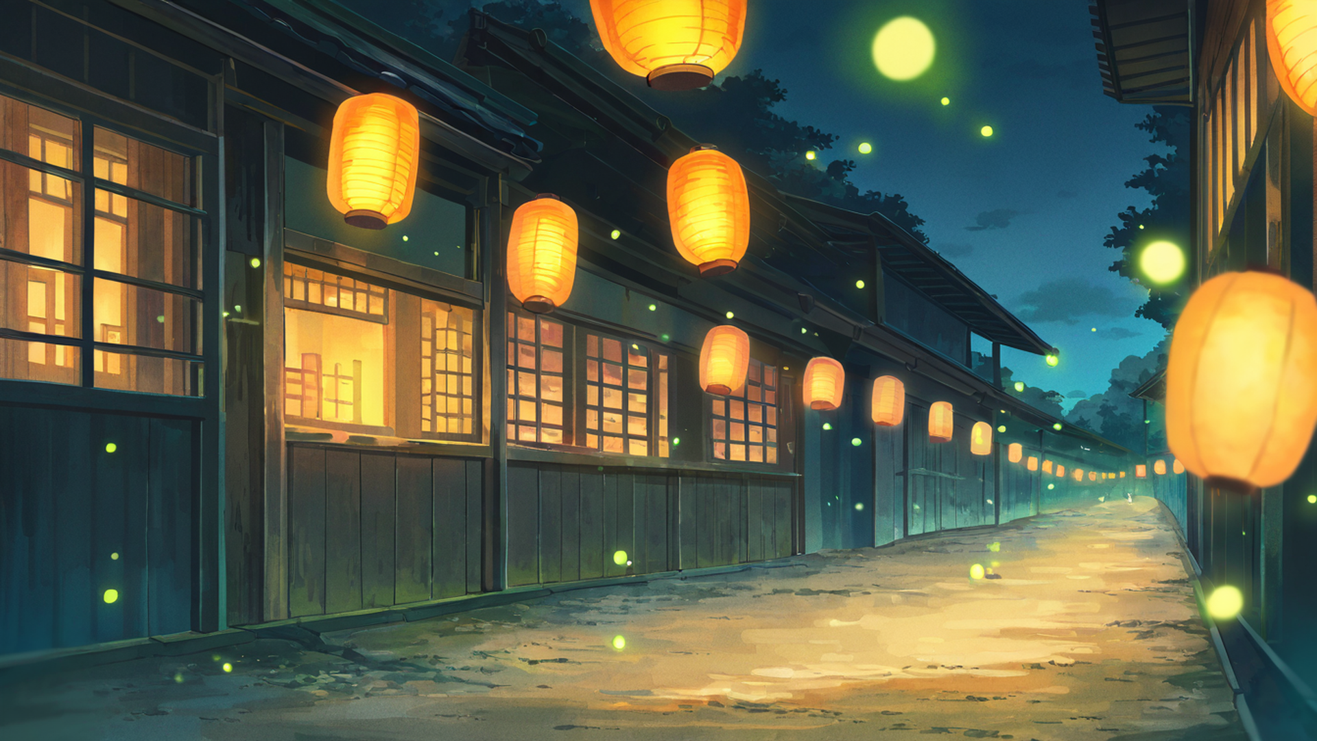 lantern festival night lofi wallpaper