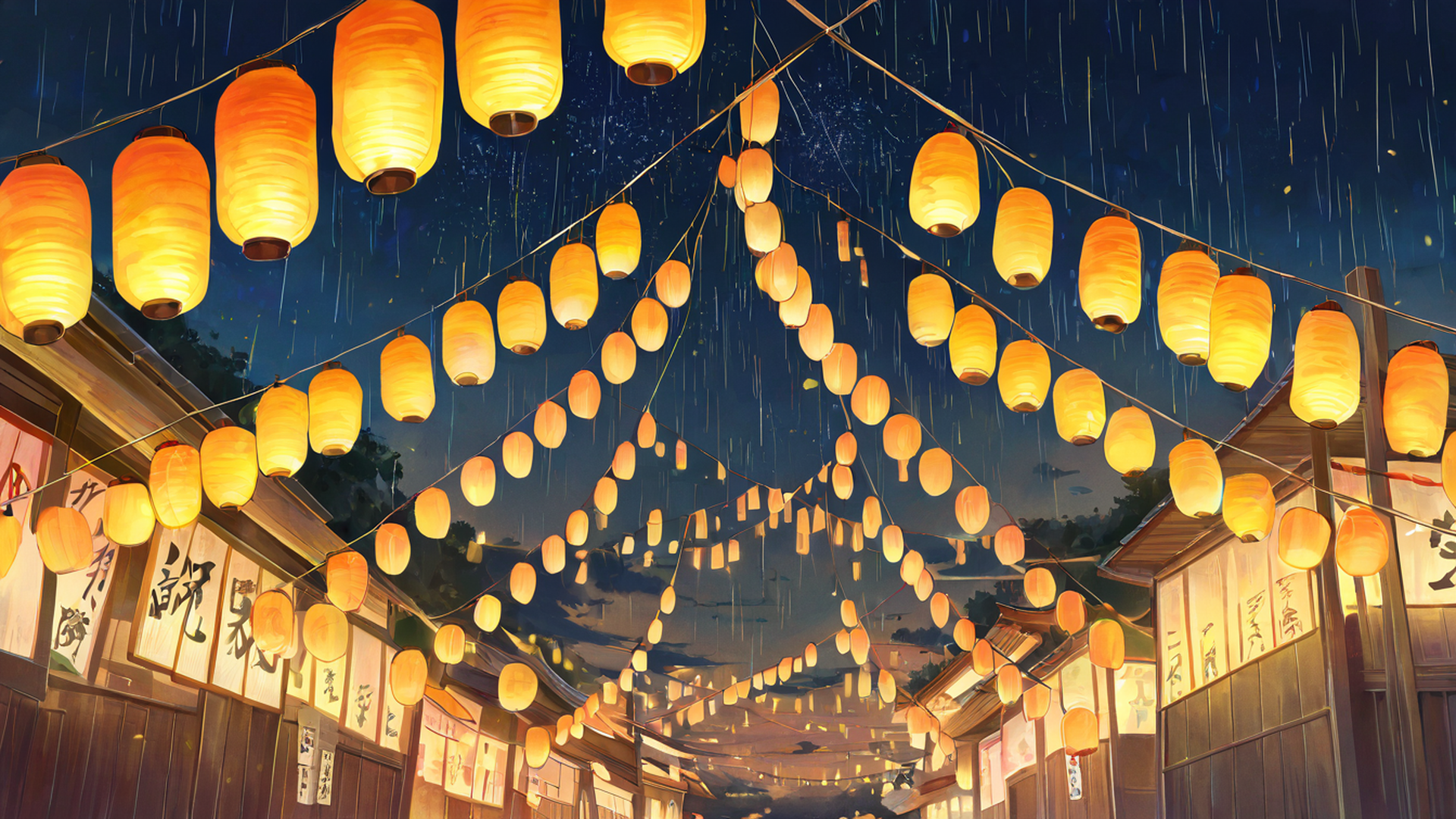 lantern festival night lofi wallpaper
