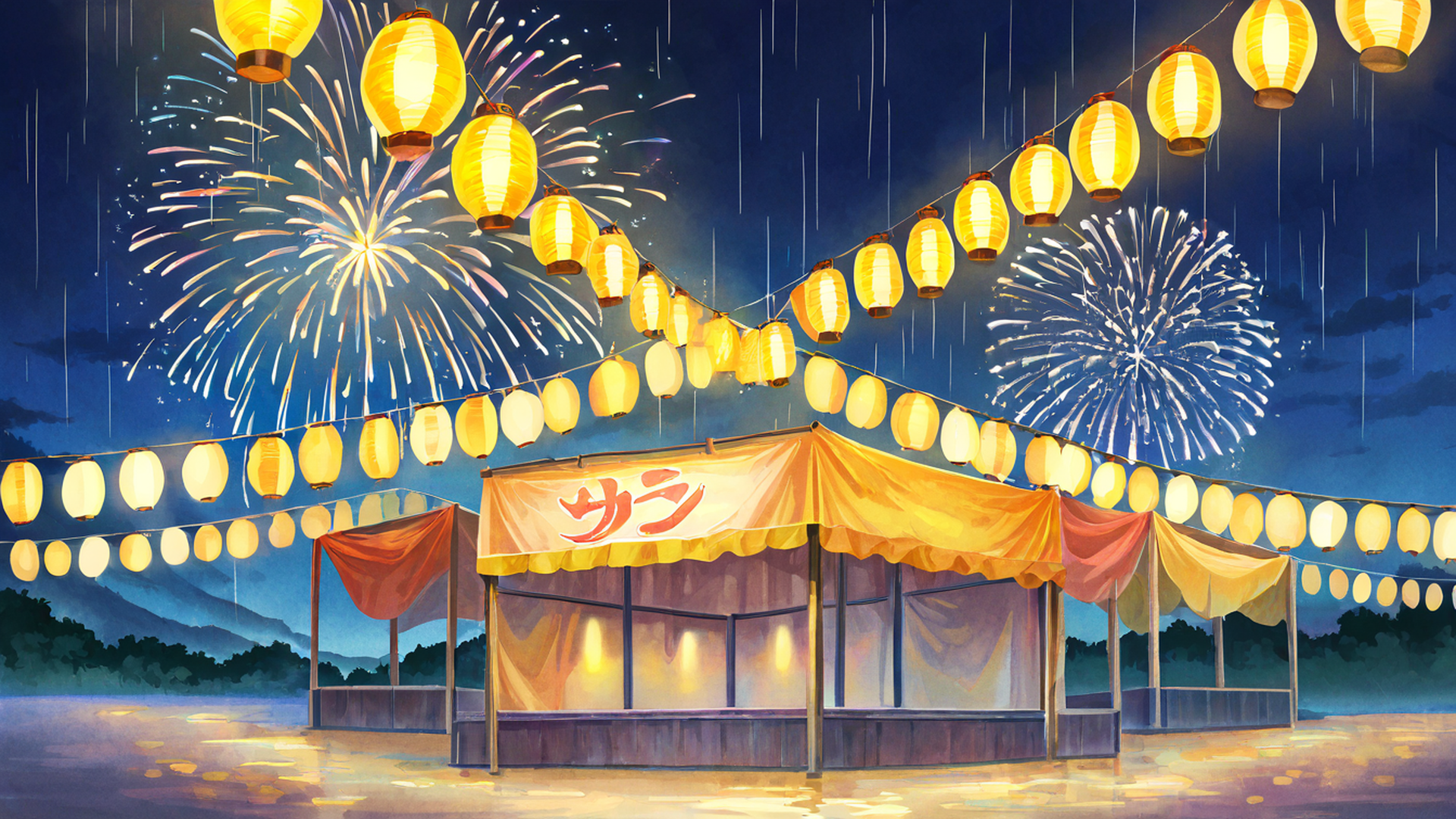 lantern festival night lofi wallpaper