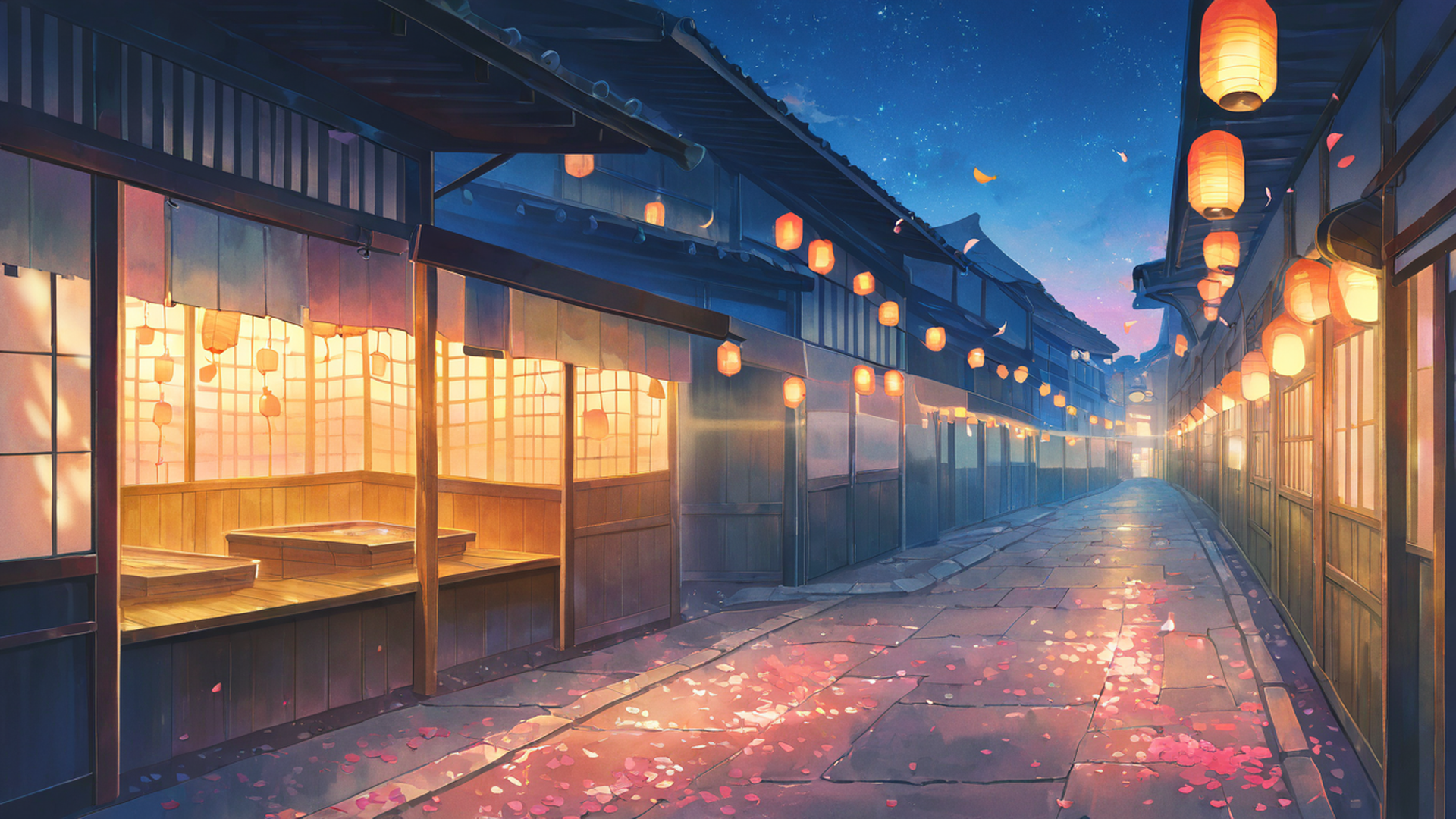 lantern festival night lofi wallpaper