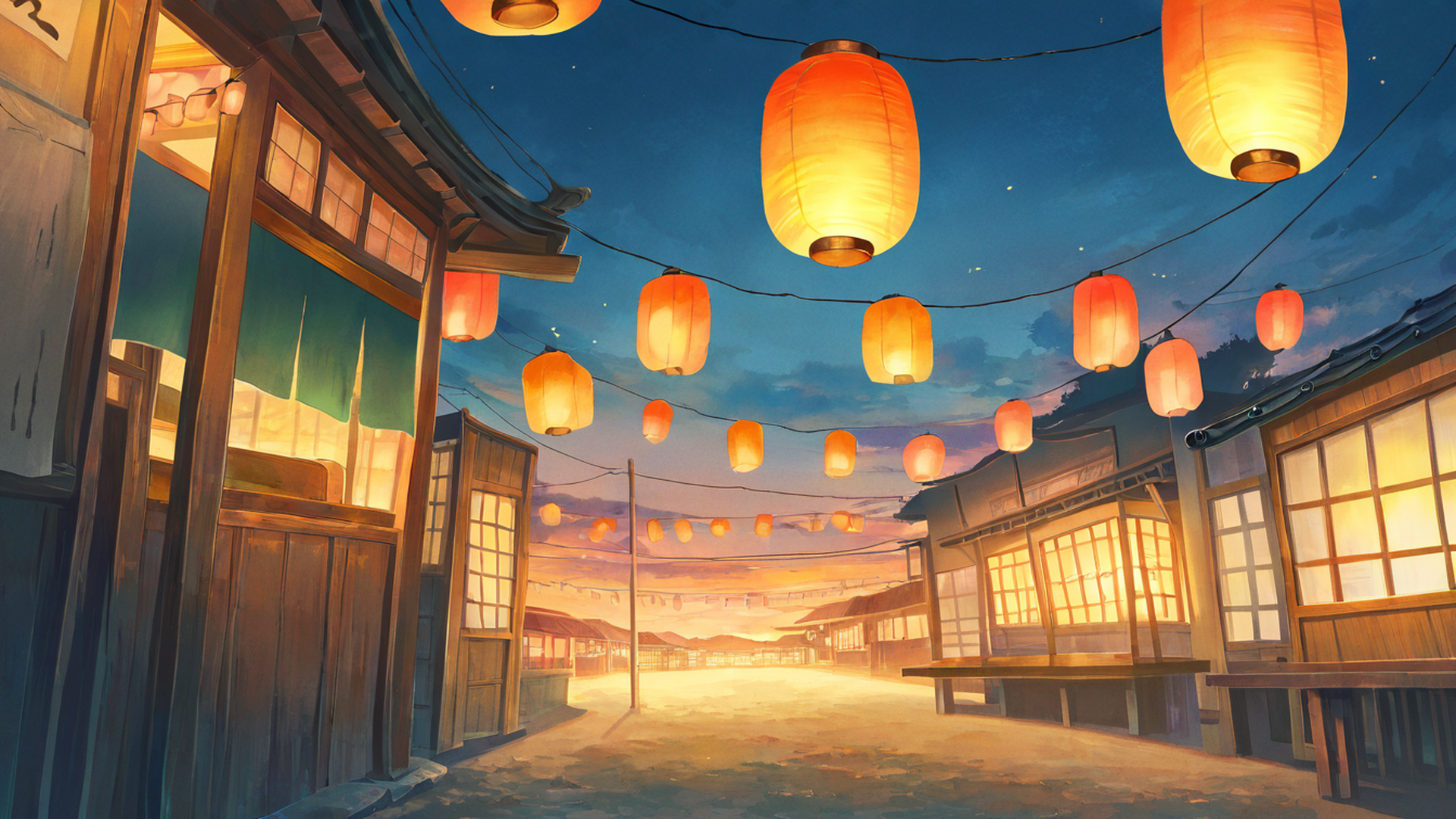 lantern festival night lofi wallpaper