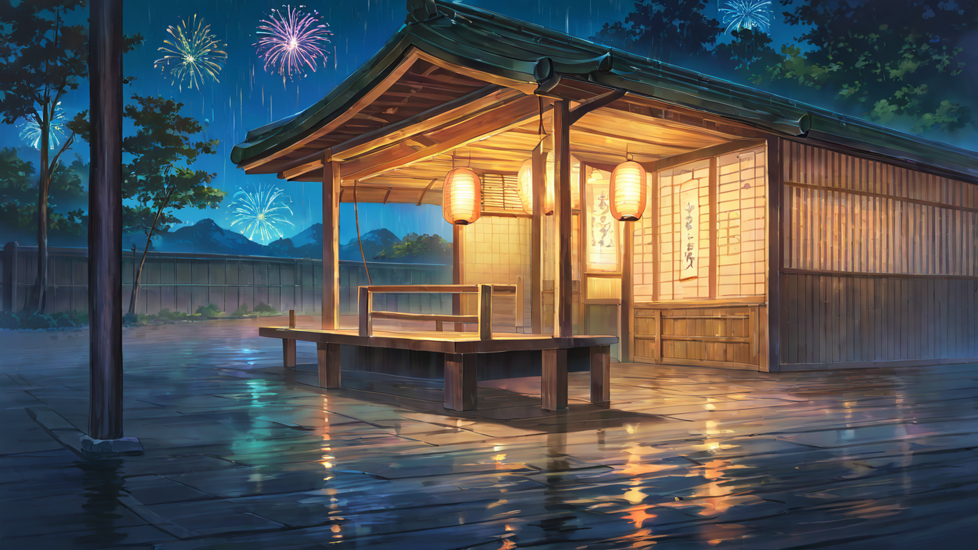 lantern festival night lofi wallpaper