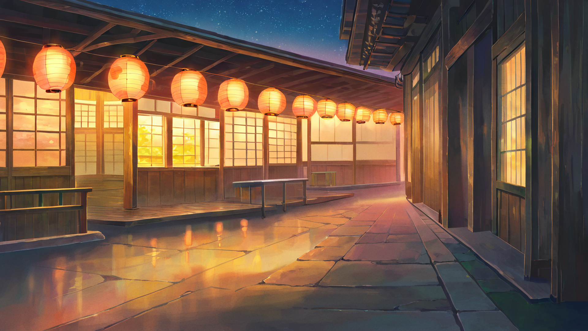 lantern festival night lofi wallpaper