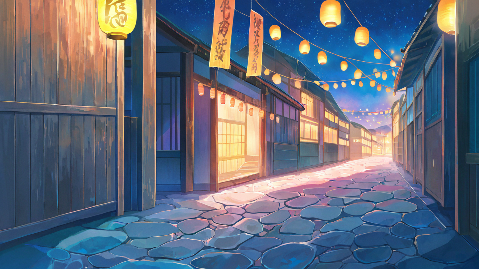 lantern festival night lofi wallpaper