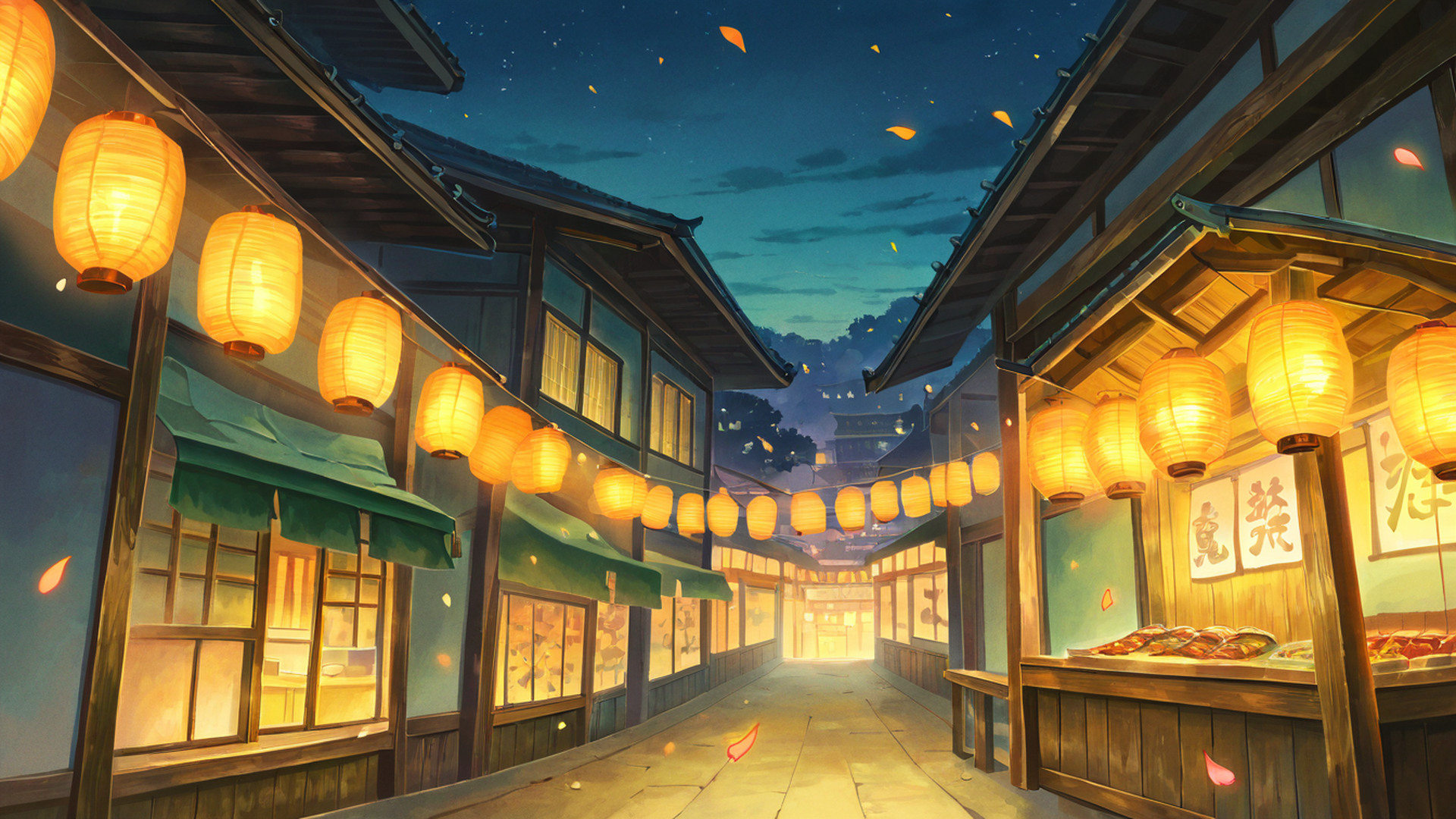 lantern festival night lofi wallpaper