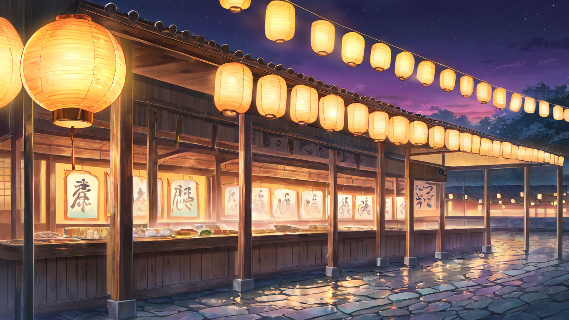 lantern festival night lofi wallpaper