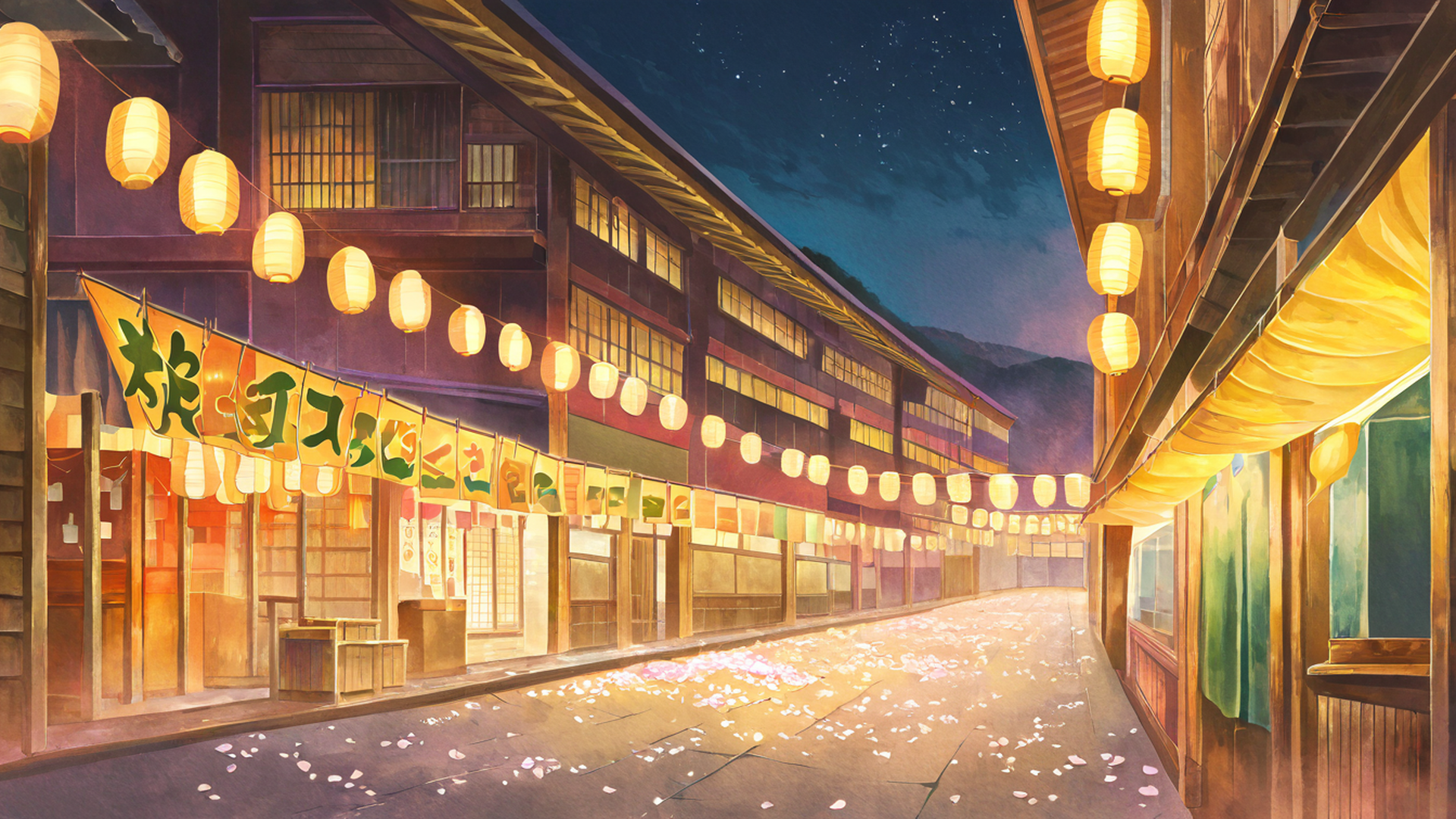 lantern festival night lofi wallpaper