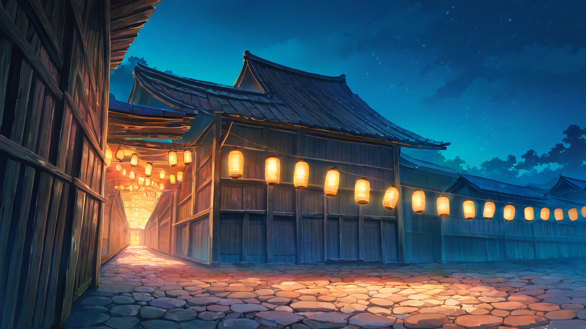 lantern festival night lofi wallpaper