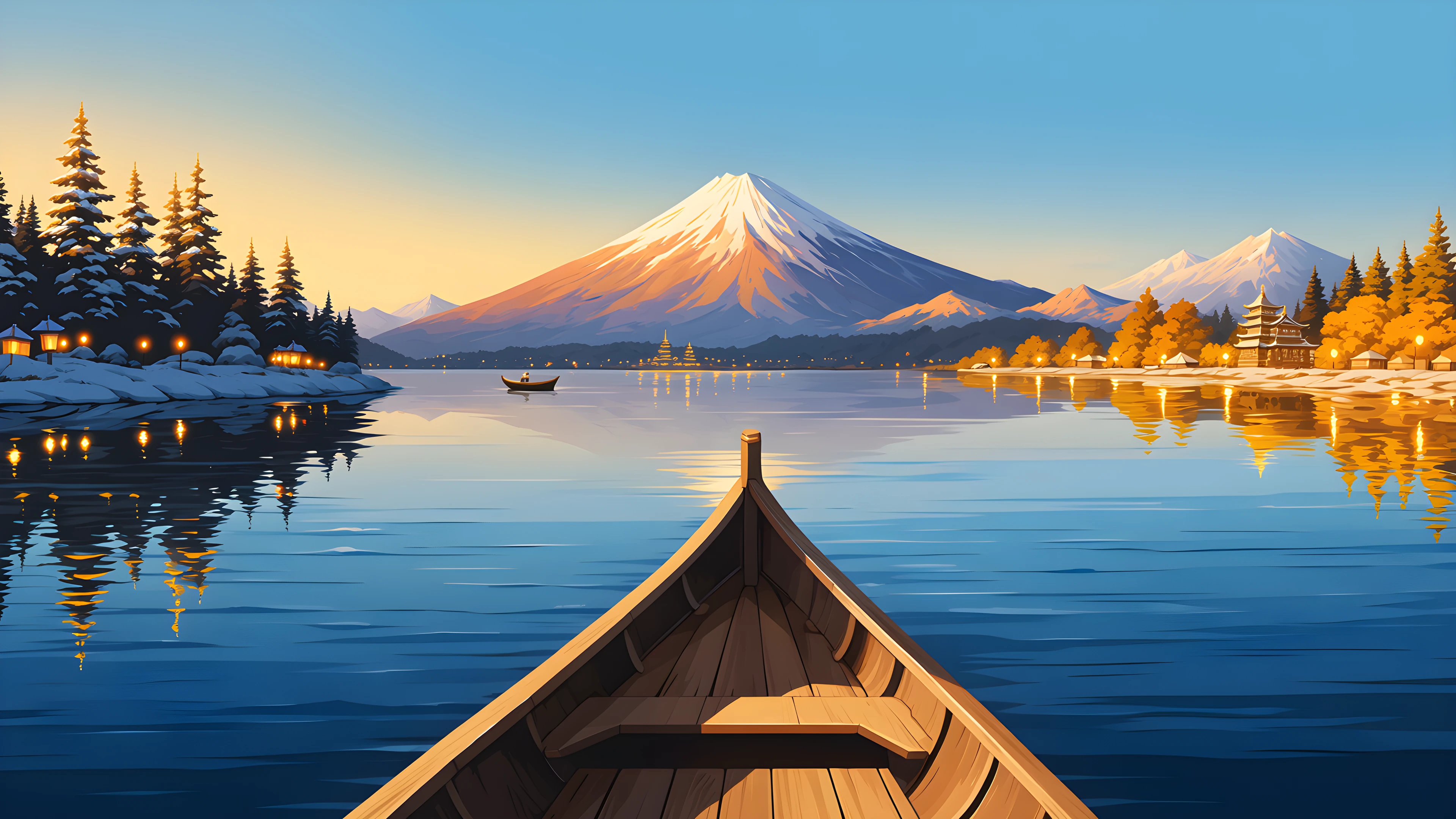 Mount Fuji Lake variant — Japanese aesthetic lofi wallpaper HD 4K Ultrawide
