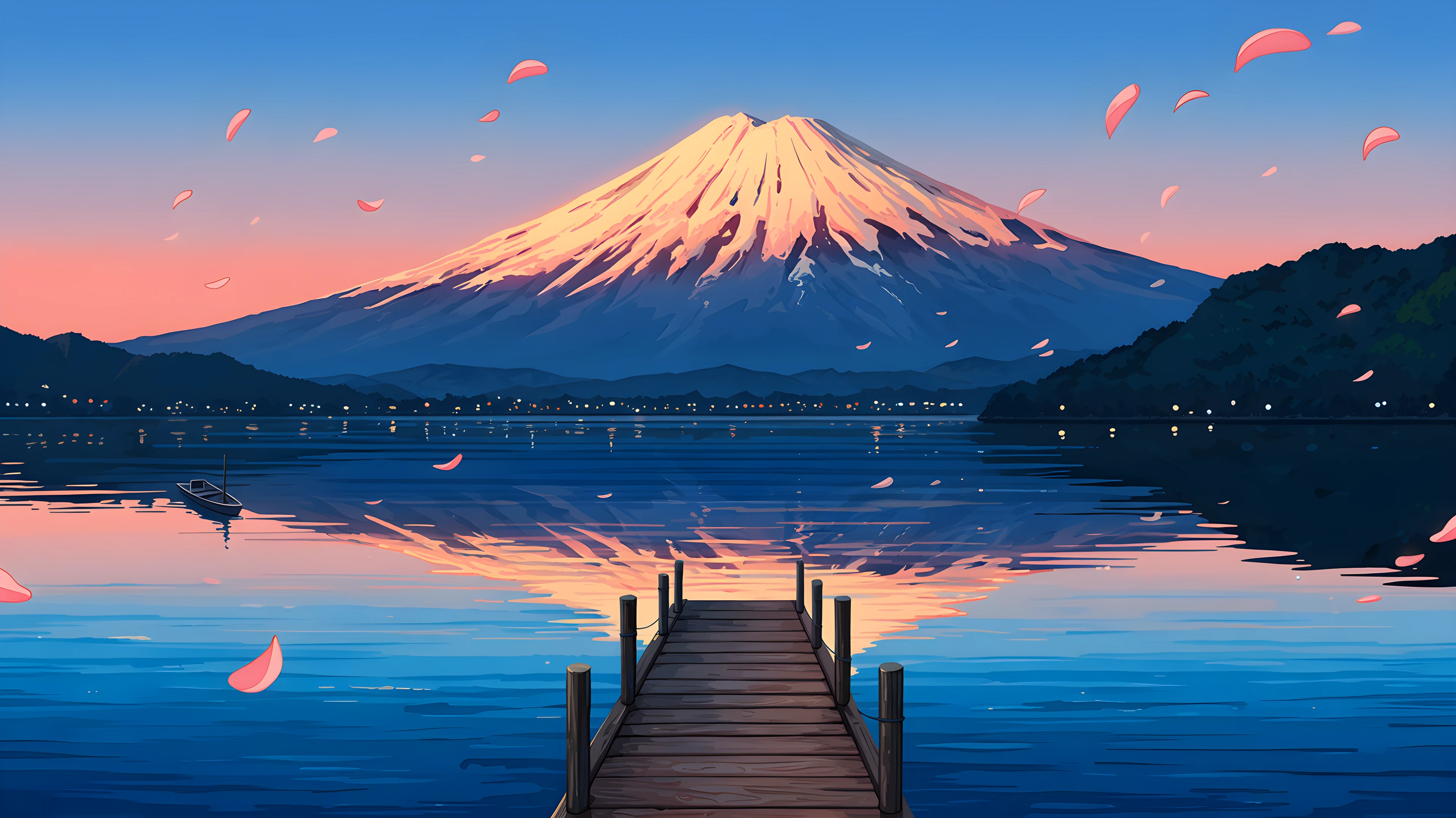 Mount Fuji Lake variant — Japanese aesthetic lofi wallpaper HD 4K Ultrawide
