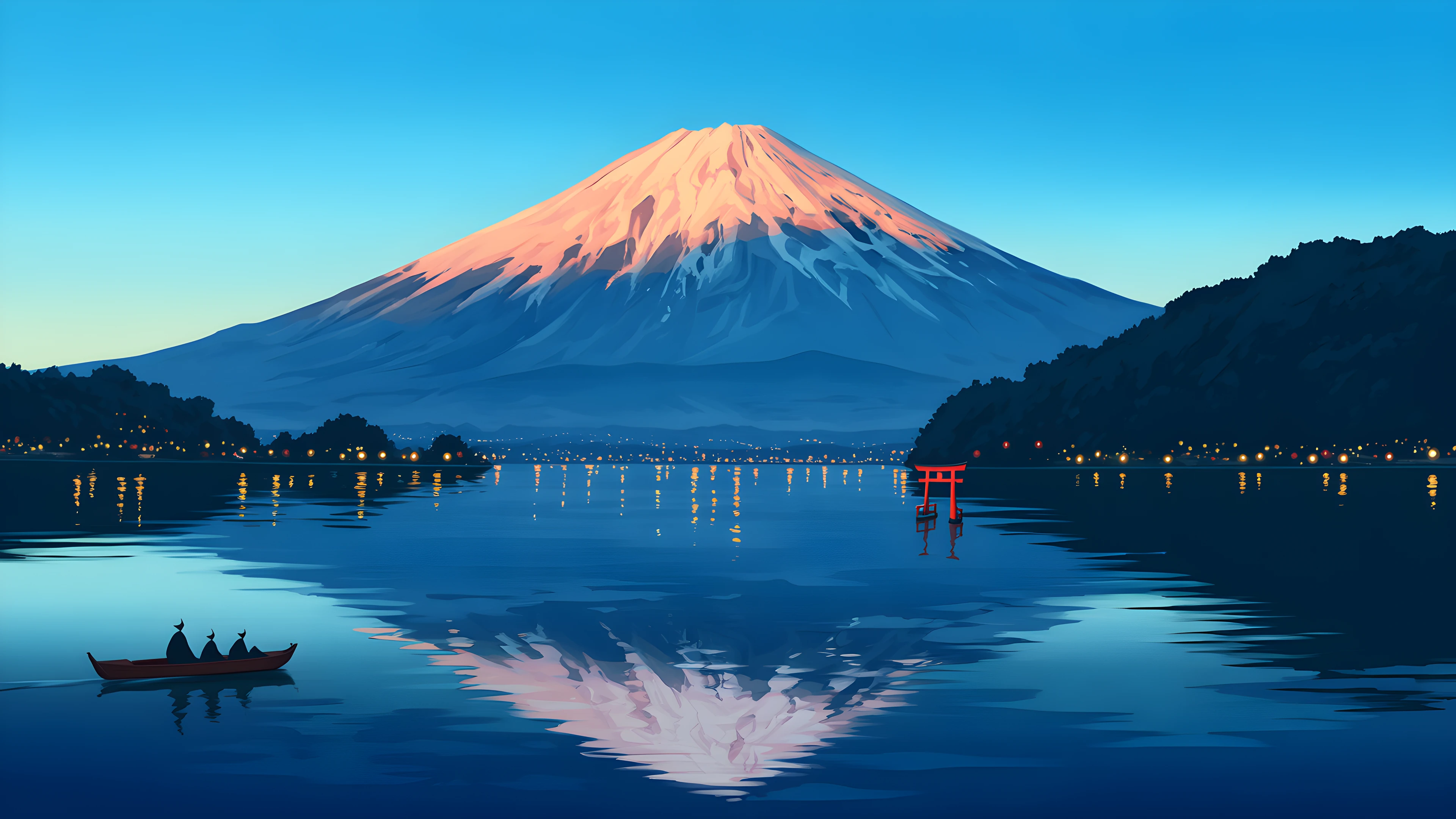 Mount Fuji Lake lofi wallpaper