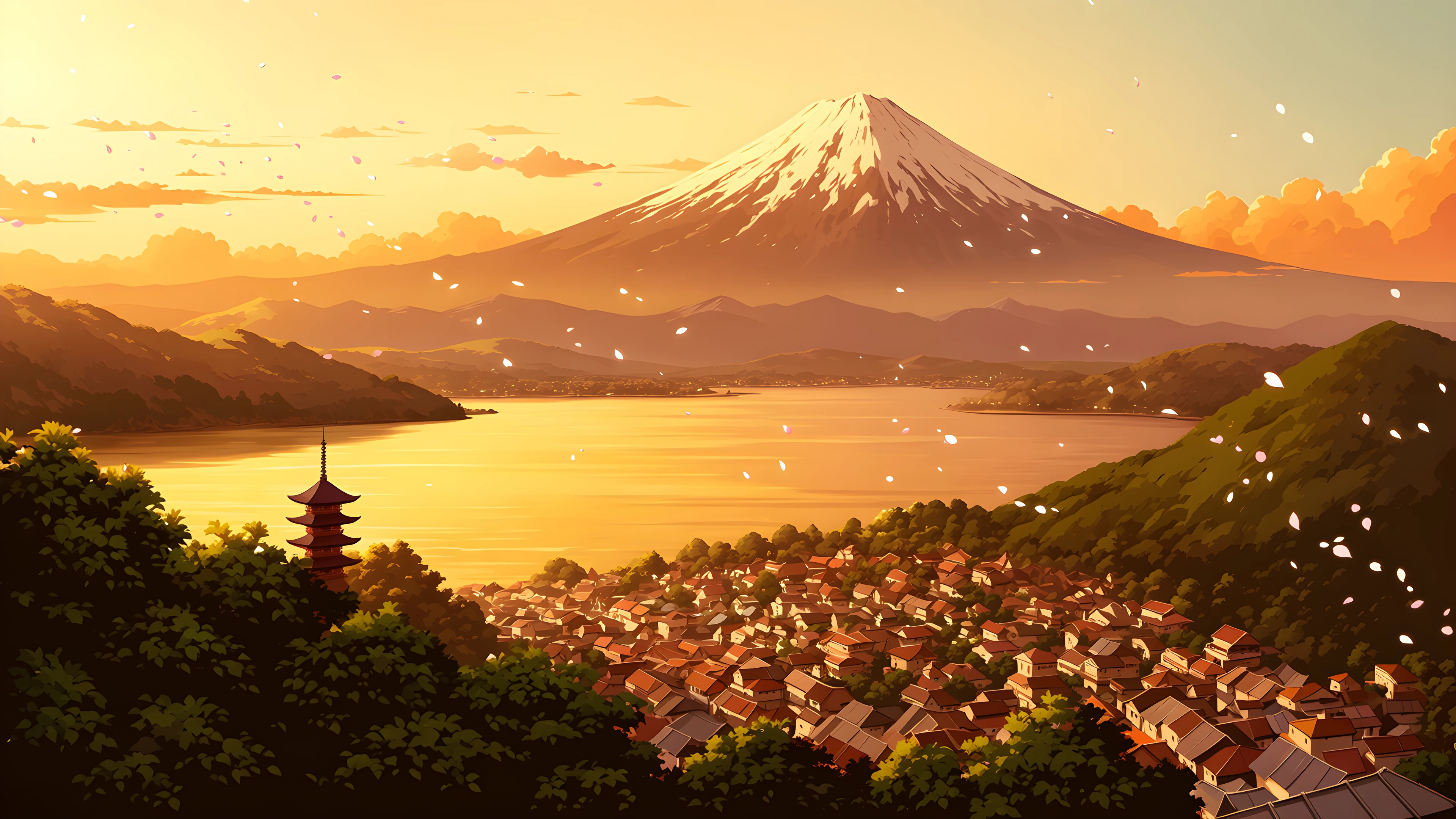 Mount Fuji Lake variant — Japanese aesthetic lofi wallpaper HD 4K Ultrawide