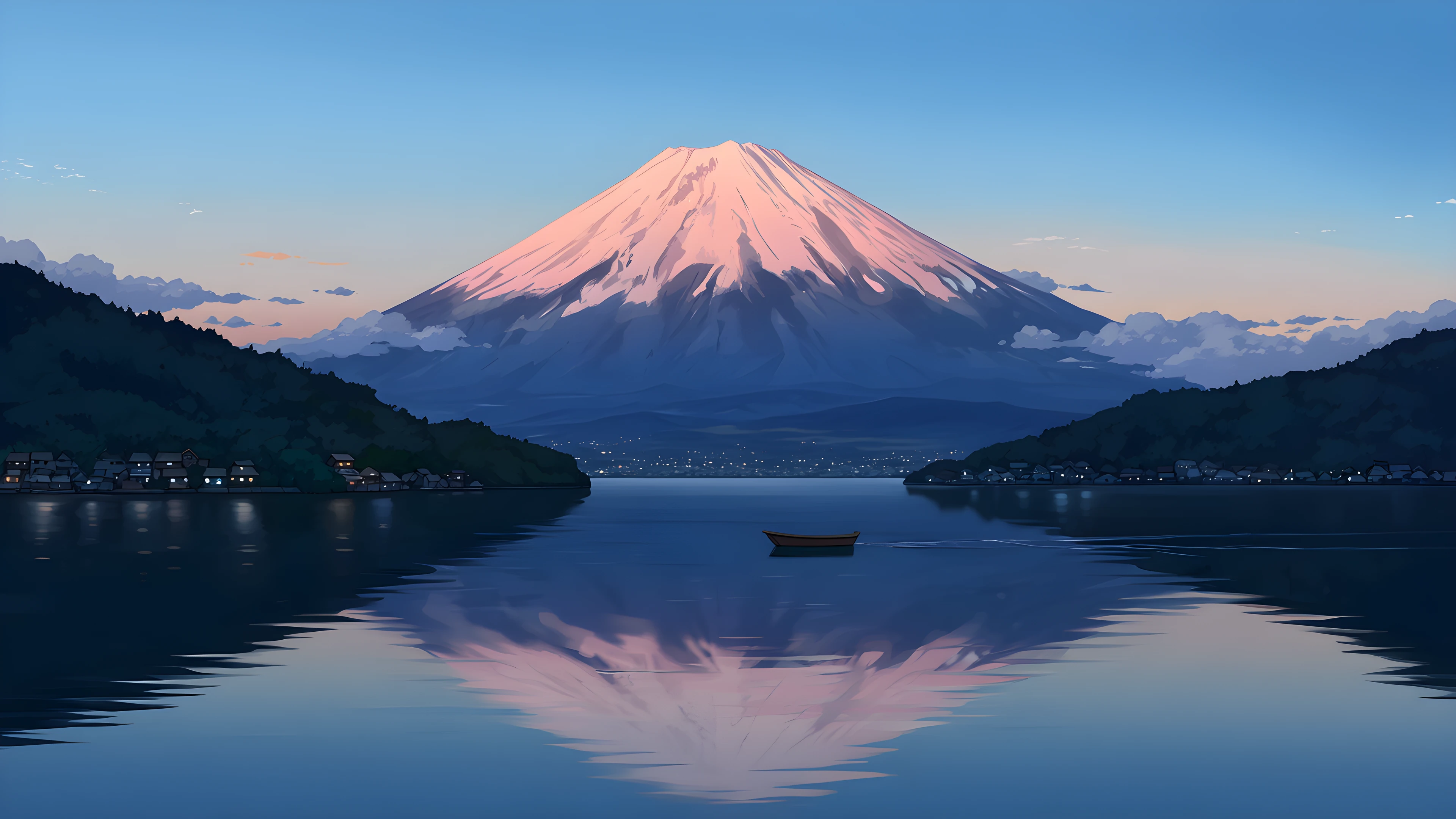 Mount Fuji Lake variant — Japanese aesthetic lofi wallpaper HD 4K Ultrawide