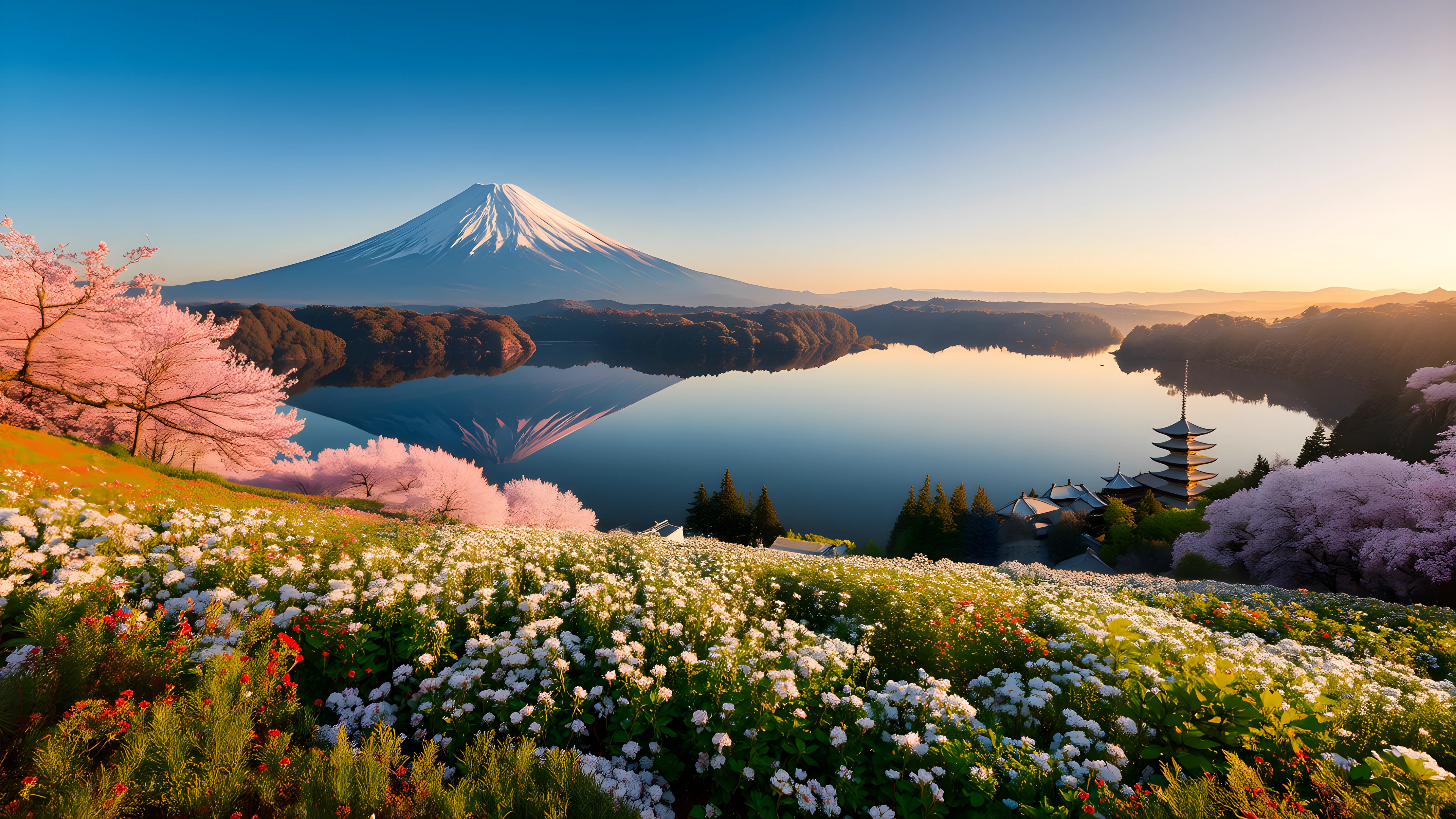 Mount Fuji Lake variant — Japanese aesthetic lofi wallpaper HD 4K Ultrawide