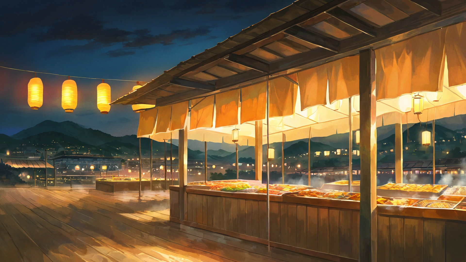 night market lofi wallpaper