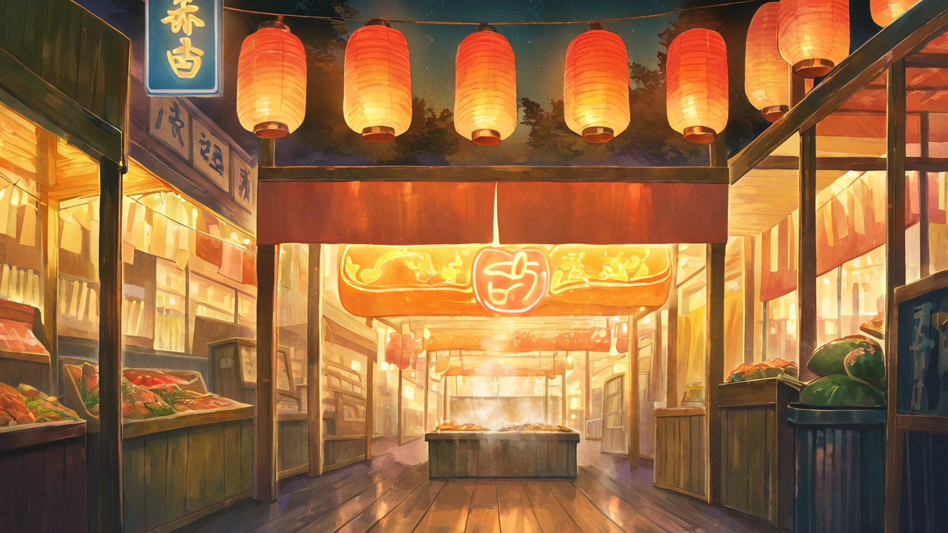 night market lofi wallpaper