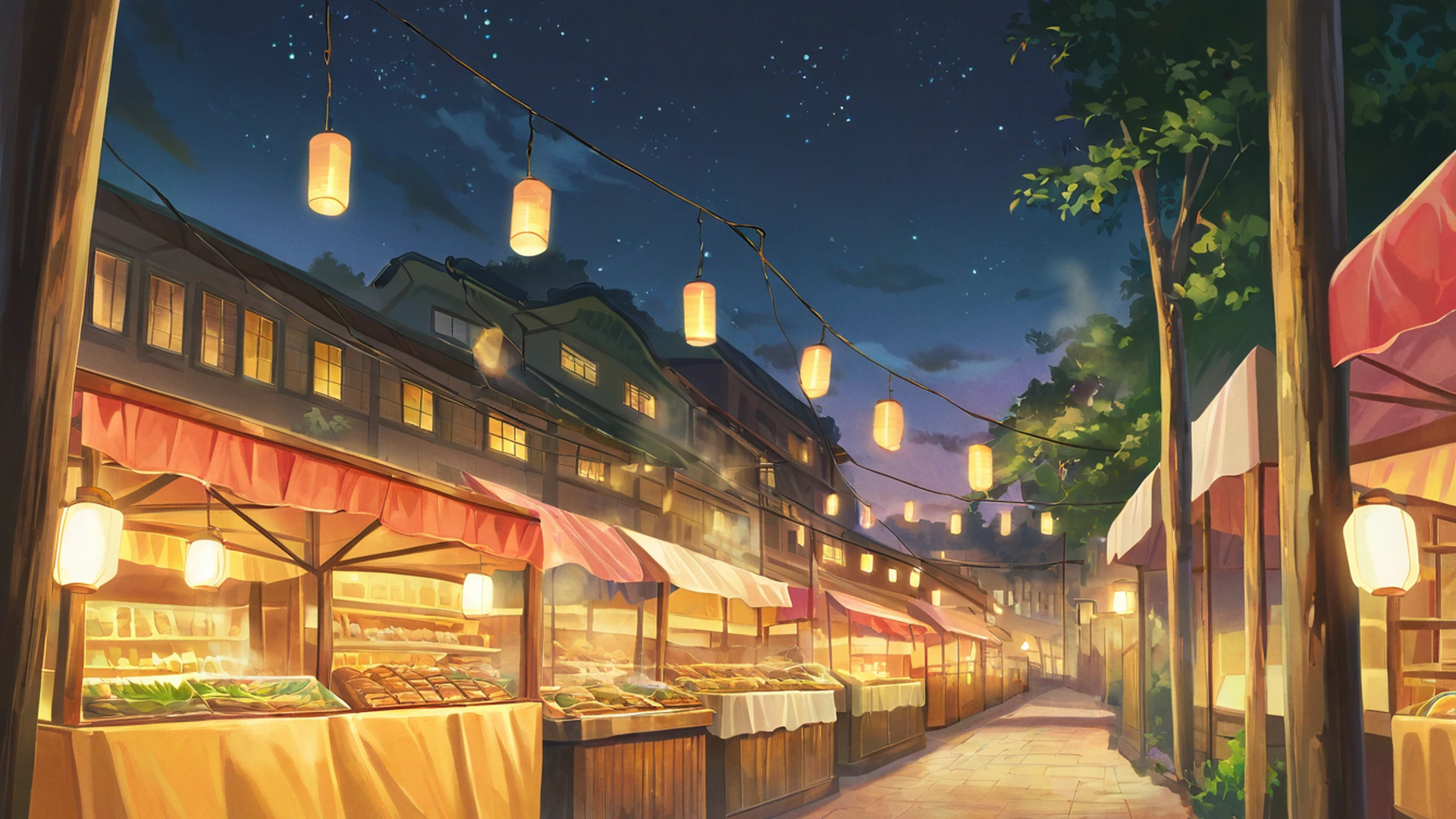 night market lofi wallpaper