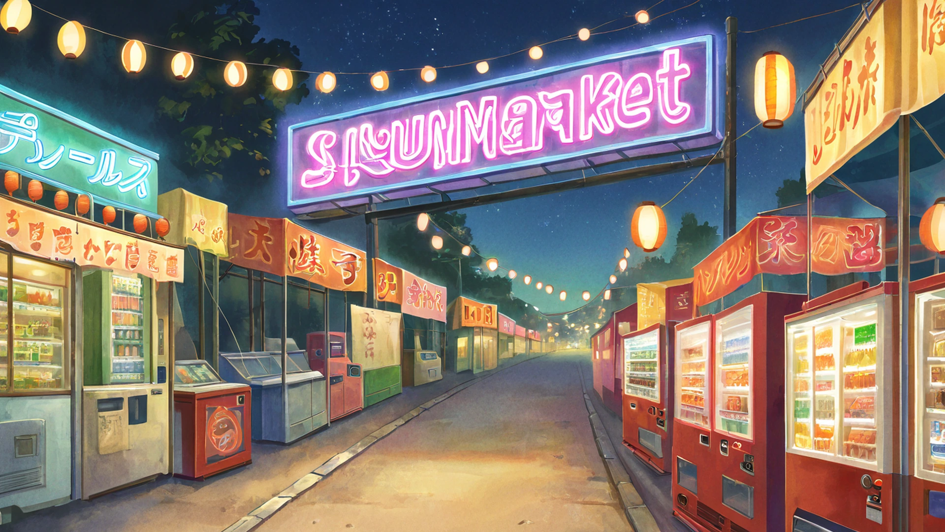 night market lofi wallpaper