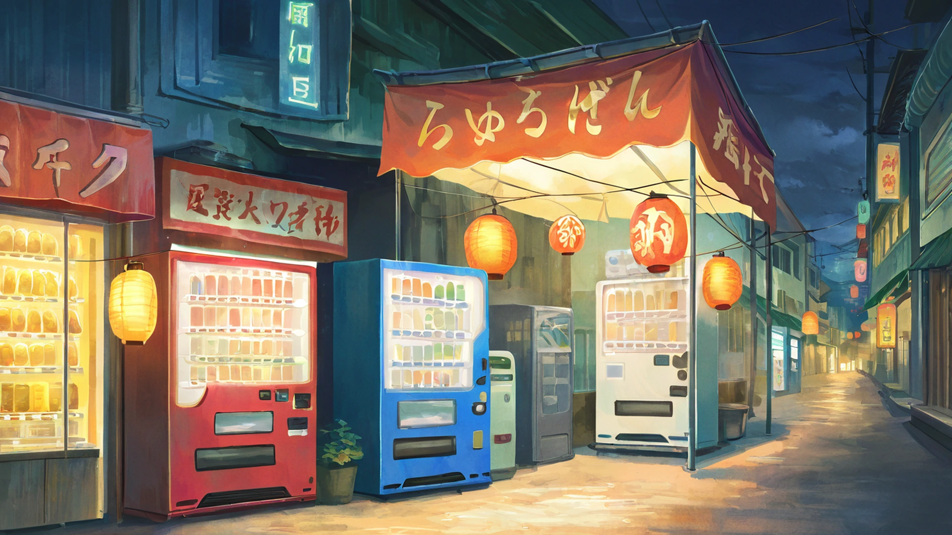night market lofi wallpaper