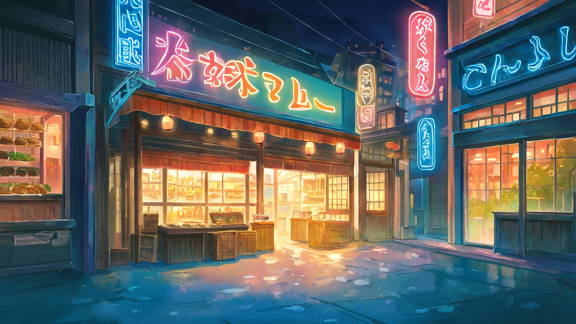 night market lofi wallpaper