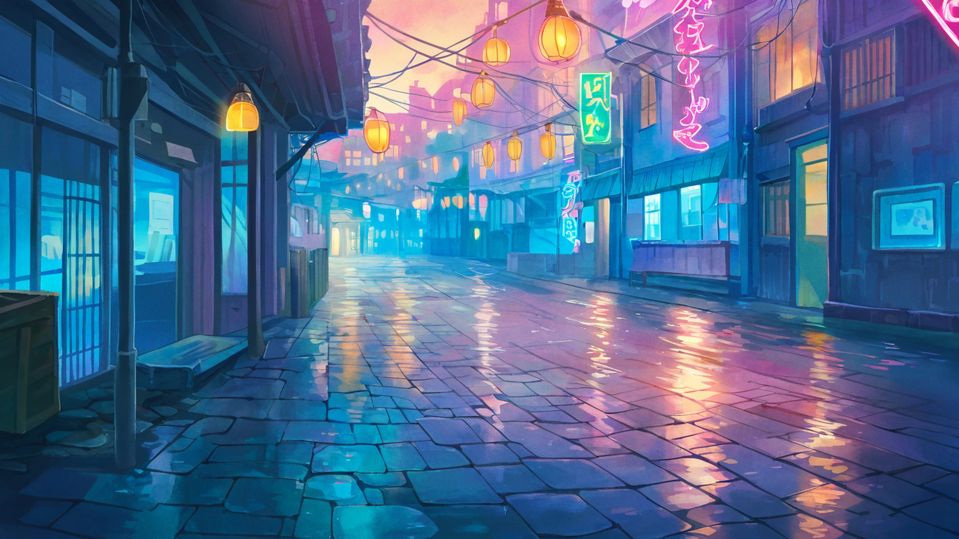 night market lofi wallpaper