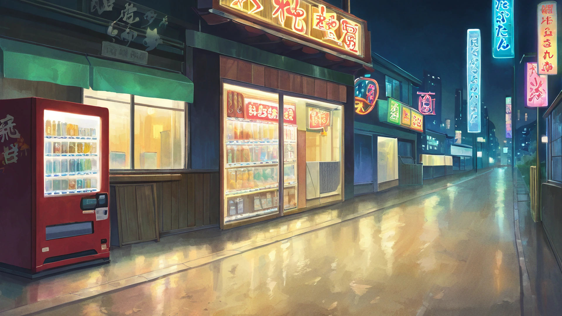 night market lofi wallpaper