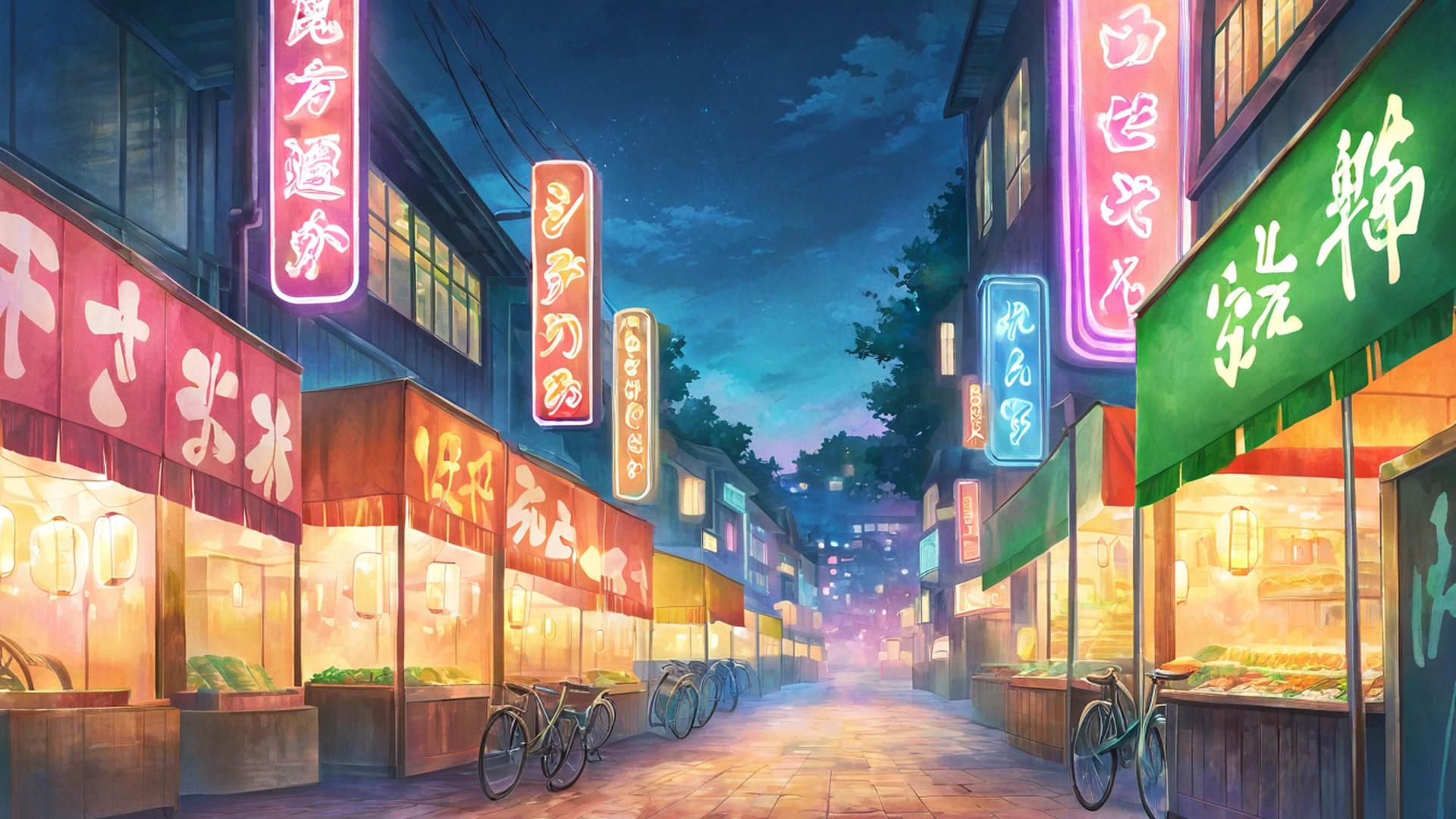 night market lofi wallpaper