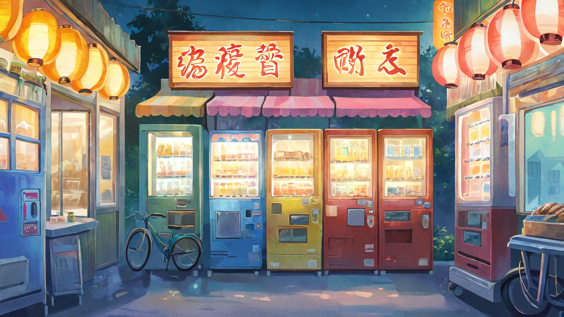 night market lofi wallpaper